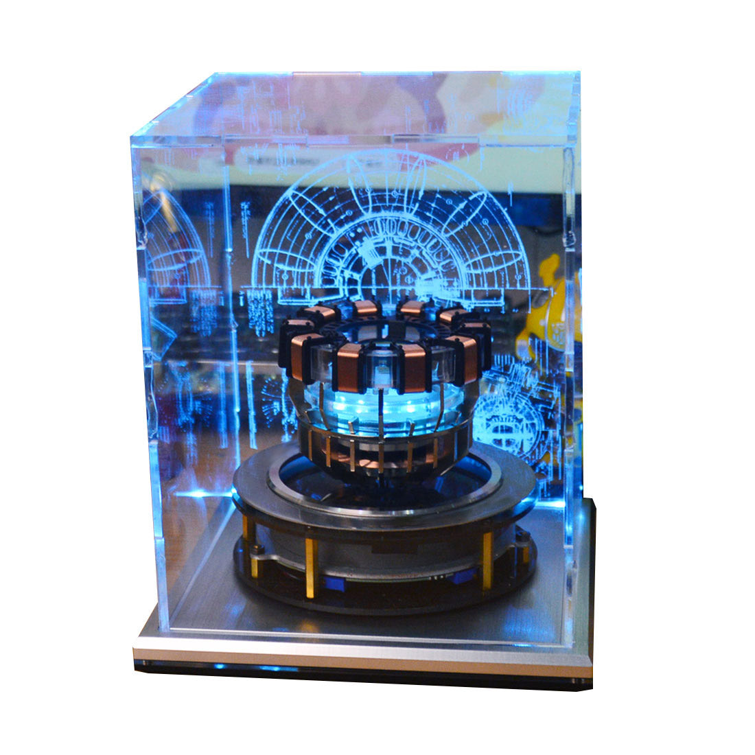 1/1 Scale MK1/MK2 Arc Reactor Floating Rotating LED Tech Desk Ornament - cubertime
