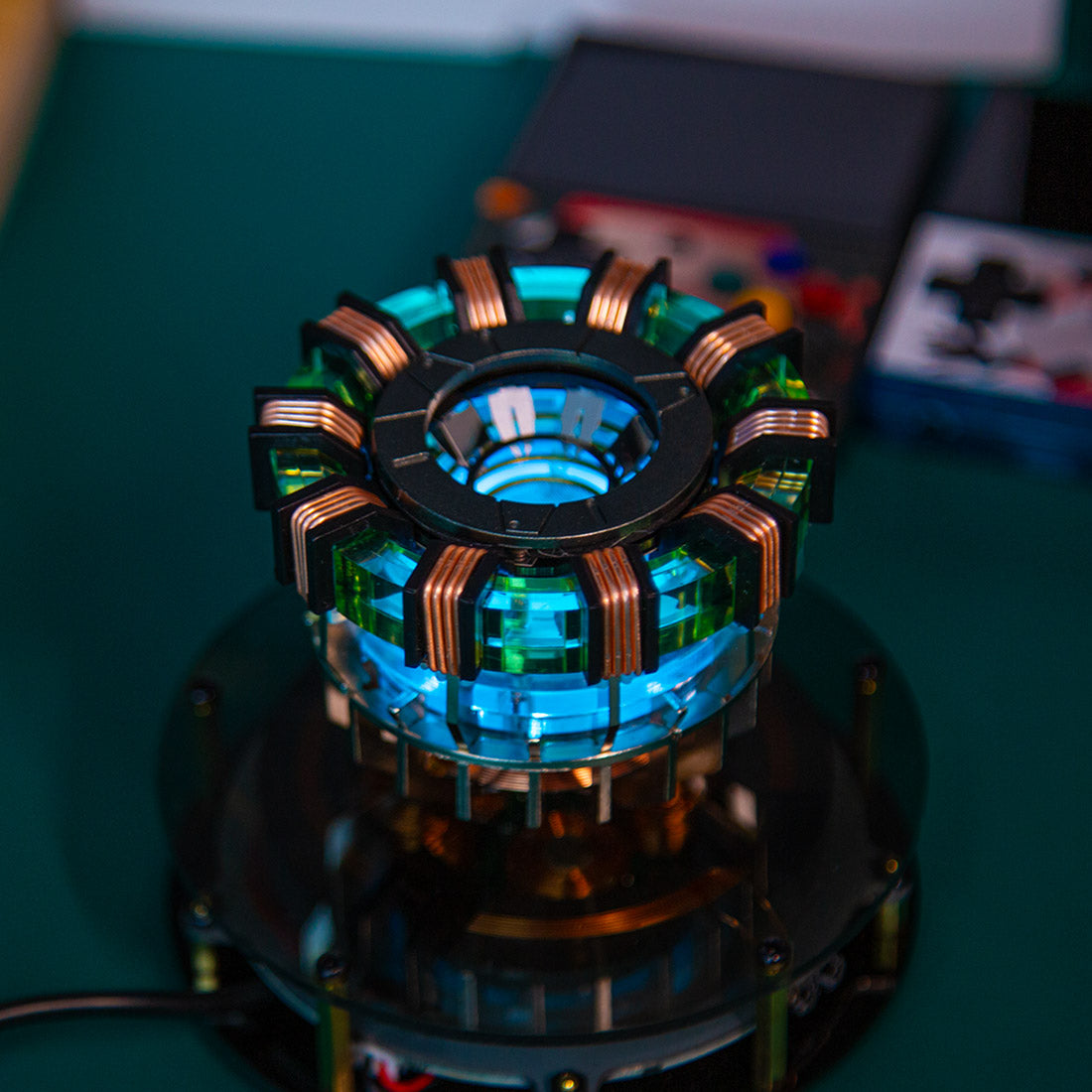 1/1 Scale MK1/MK2 Arc Reactor Floating Rotating LED Tech Desk Ornament - cubertime