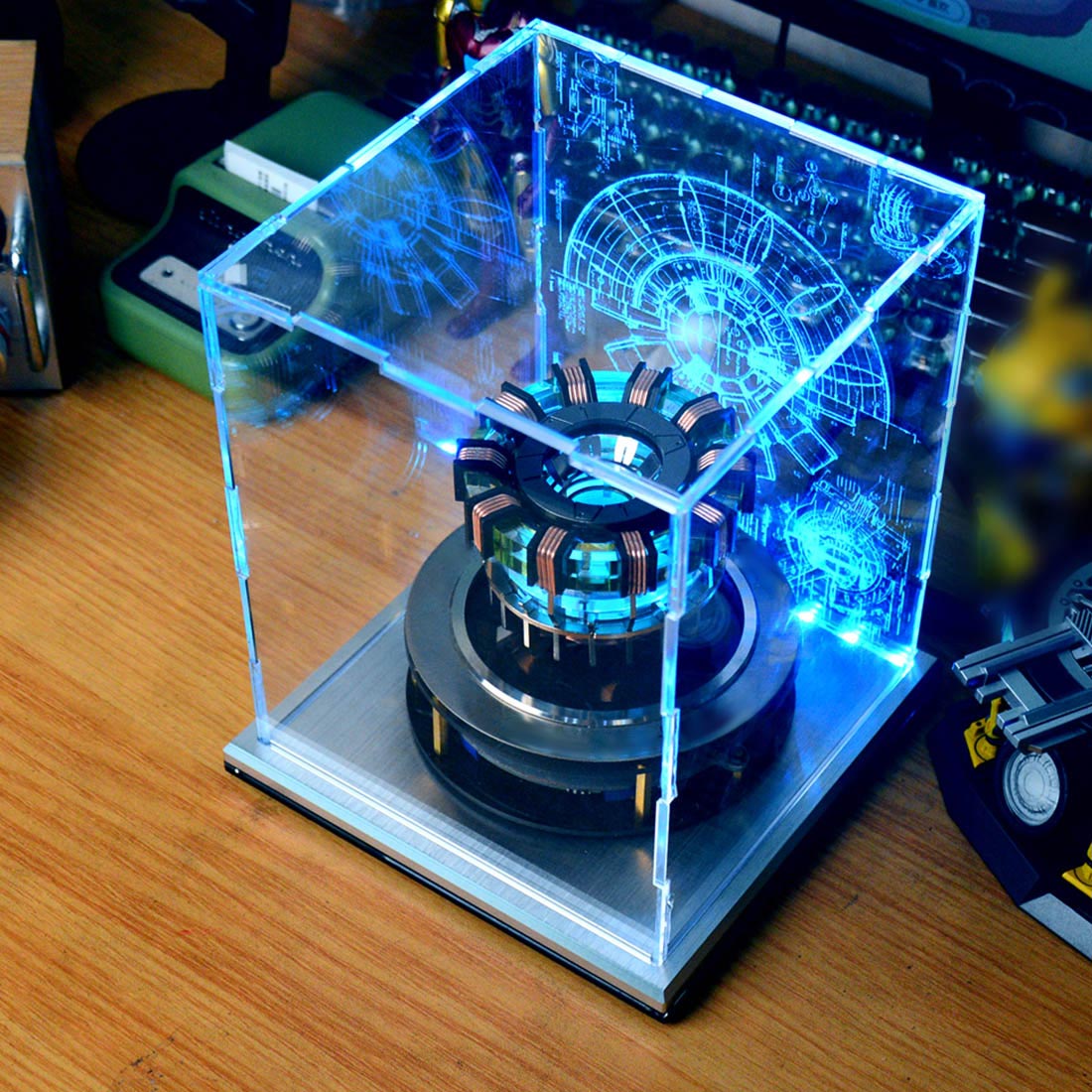 1/1 Scale MK1/MK2 Arc Reactor Floating Rotating LED Tech Desk Ornament - cubertime