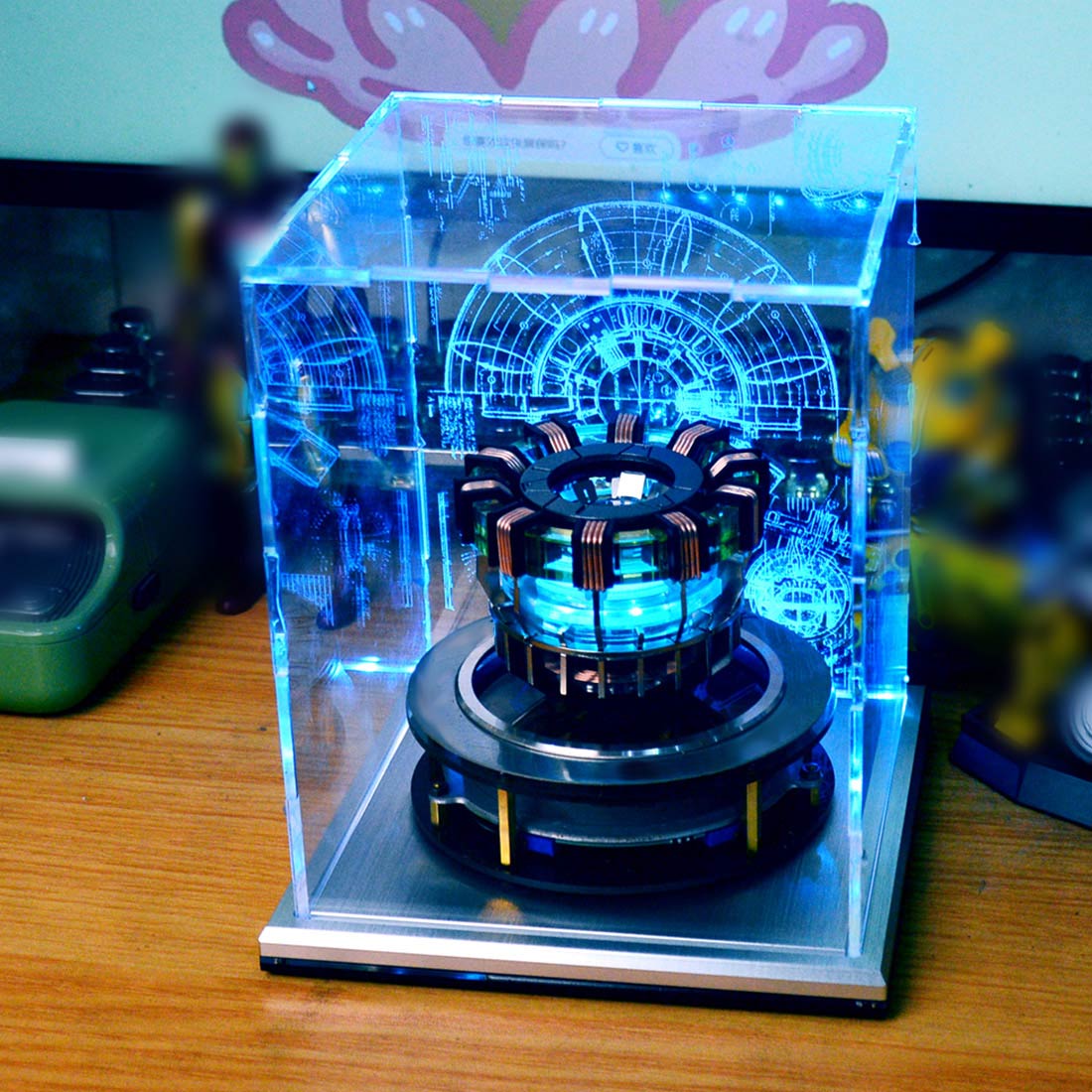 1/1 Scale MK1/MK2 Arc Reactor Floating Rotating LED Tech Desk Ornament - cubertime