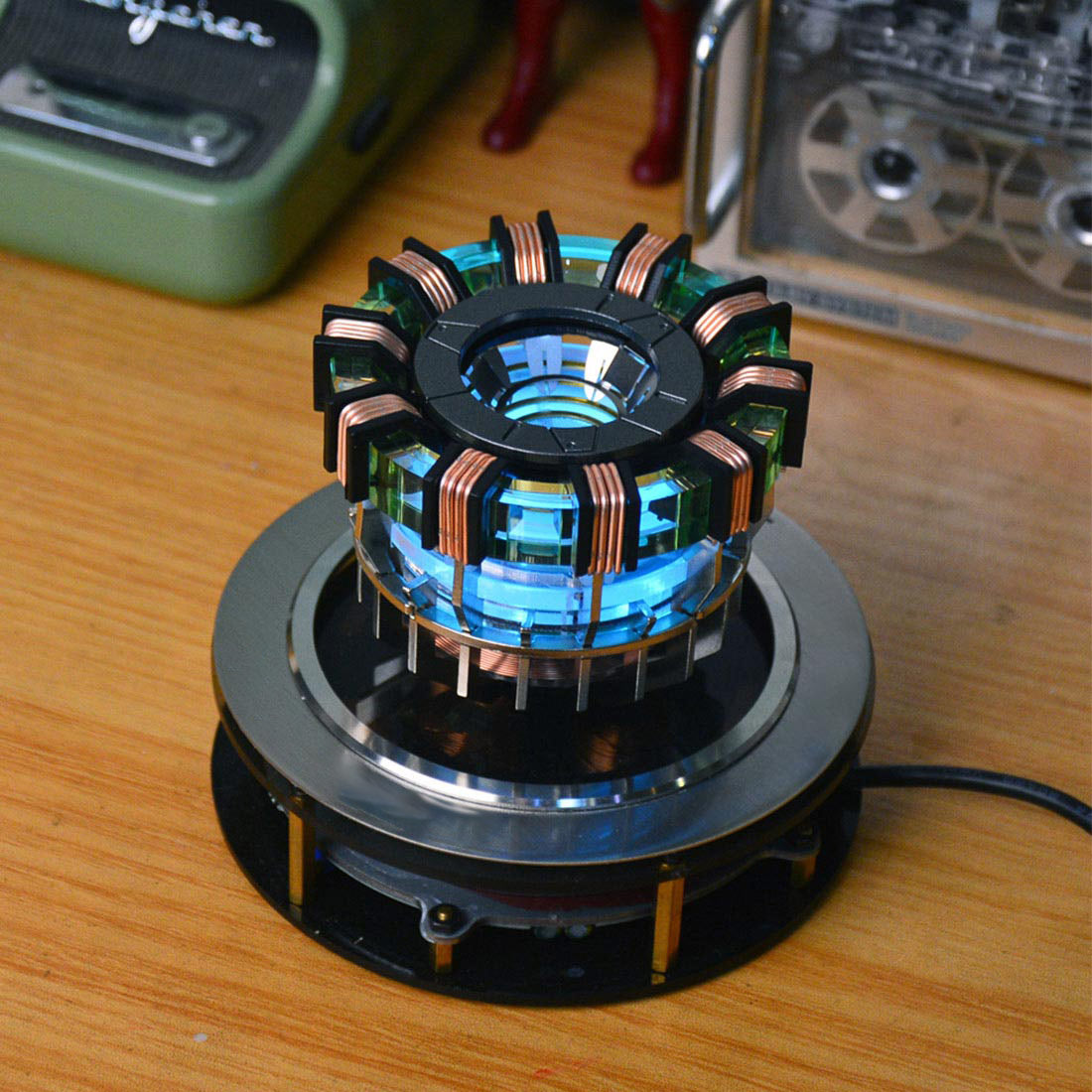 1/1 Scale MK1/MK2 Arc Reactor Floating Rotating LED Tech Desk Ornament - cubertime
