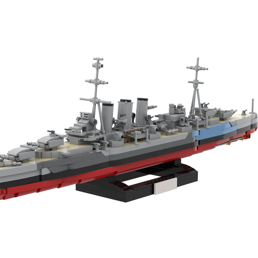 MOC 1/300 Scale HMS Norfolk Heavy Cruiser Building Blocks, Military Warship Naval Display Construction Set with Display Stand for Adult Collectors (1456PCS) - cubertime