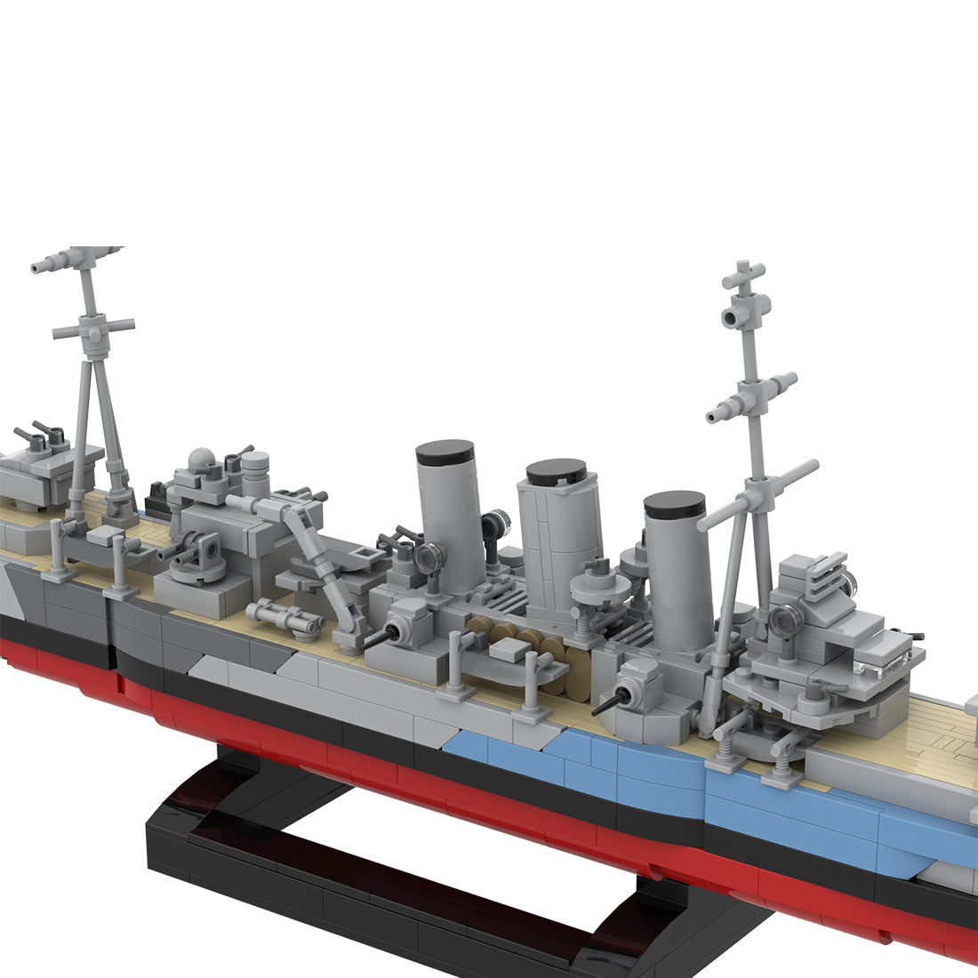 MOC 1/300 Scale HMS Norfolk Heavy Cruiser Building Blocks, Military Warship Naval Display Construction Set with Display Stand for Adult Collectors (1456PCS) - cubertime