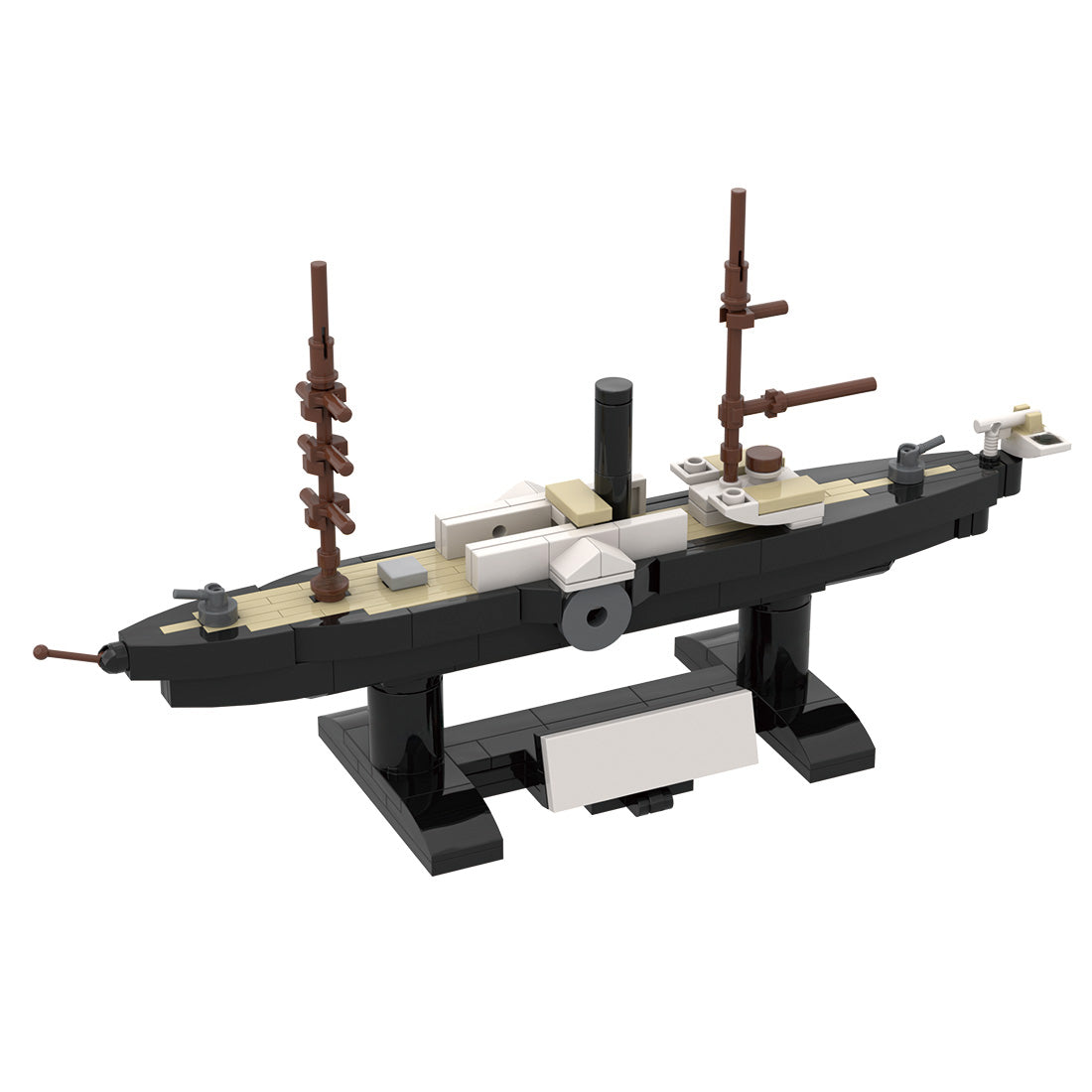 MOC 1/300 Scale SMS Preussischer Paddle Steamer Building Blocks, Military Series Historic Prussian Naval Ship Model, Collector Display Set (243PCS) - cubertime