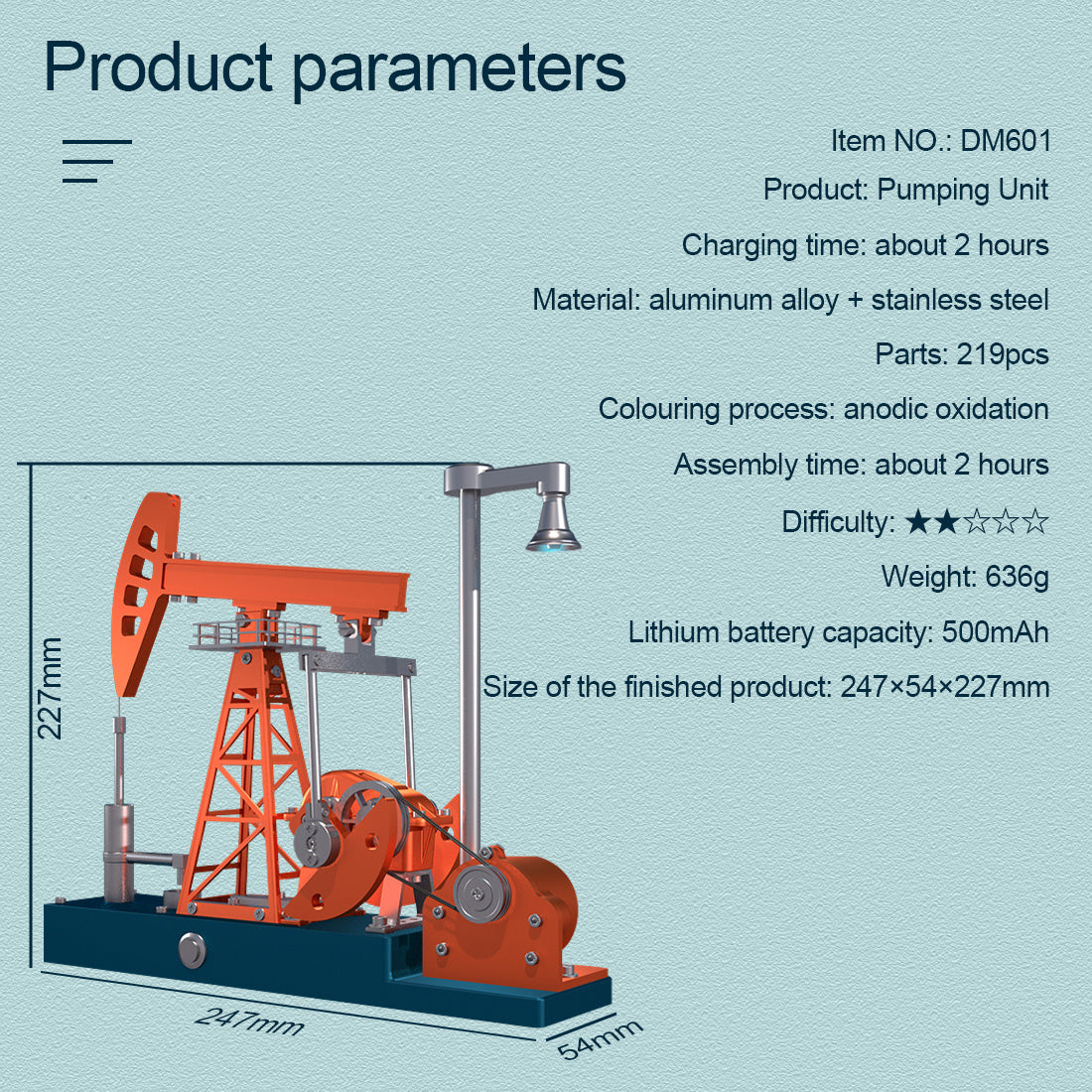 TECHING 3D Pumping Unit Model DIY Metal Oilfield Working Equipment Assembly Kit (219PCS) - CUBERTIME
