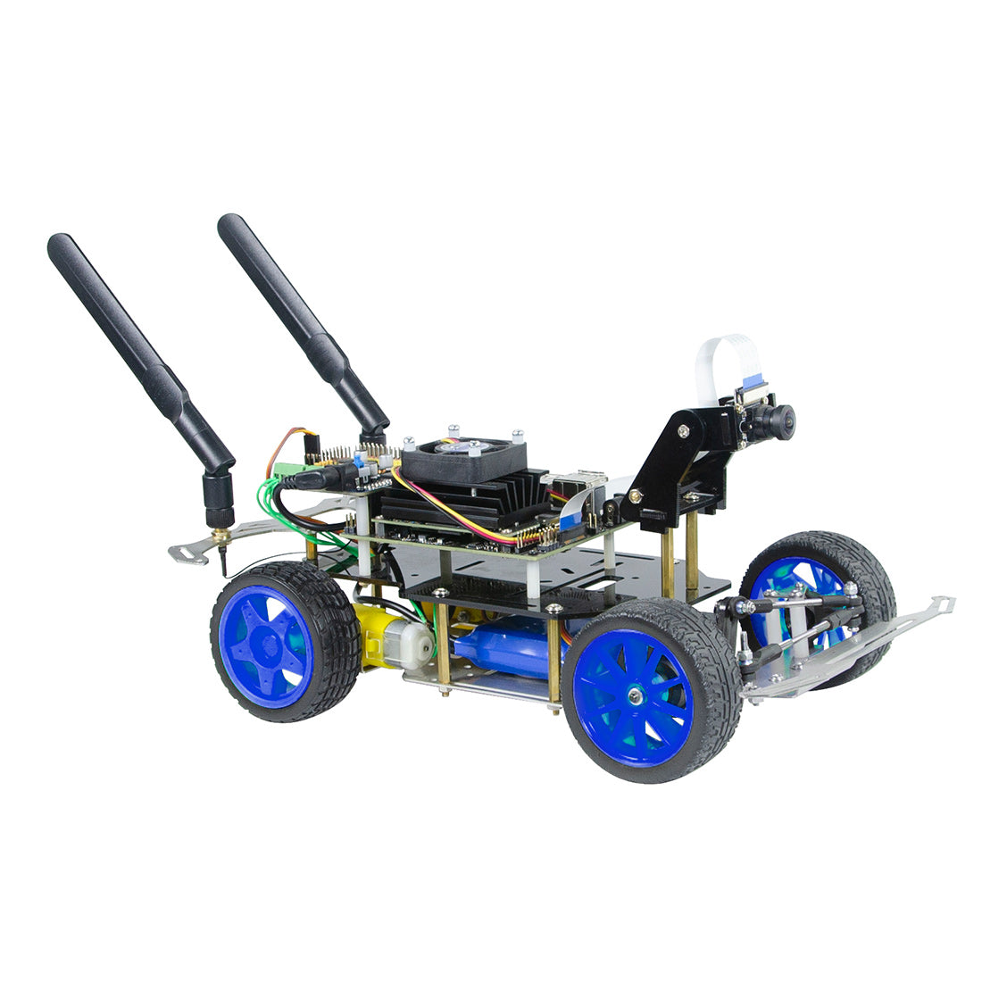 Autonomous Robot Car Kit with Deep Learning Vision & Ackermann Steering, Self-Driving Platform for Jetson Nano & Donkey Car (Blue/Yellow/Red) - cubertime