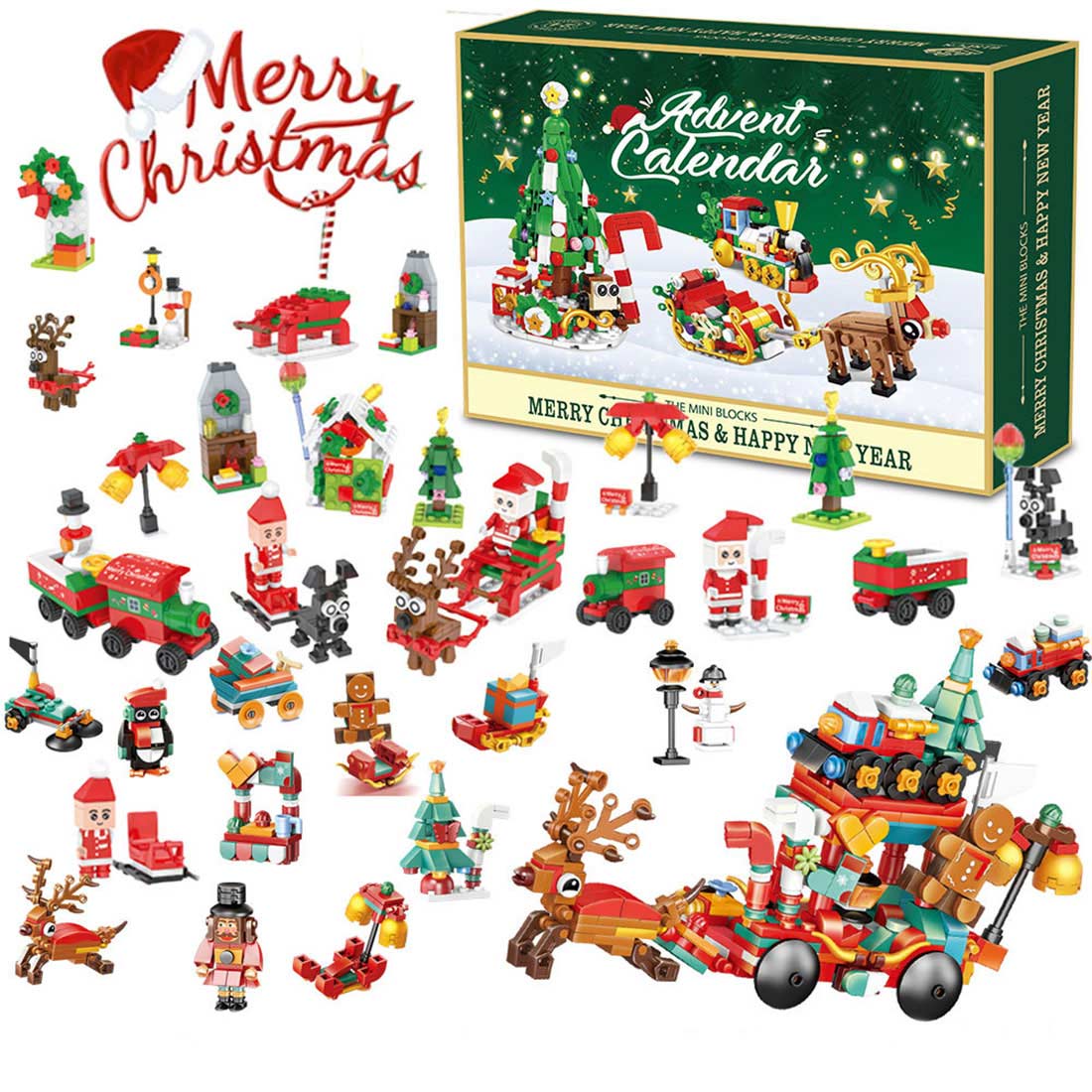 Christmas Advent Calendar Blind Box Building Blocks Set (500+PCS) - cubertime