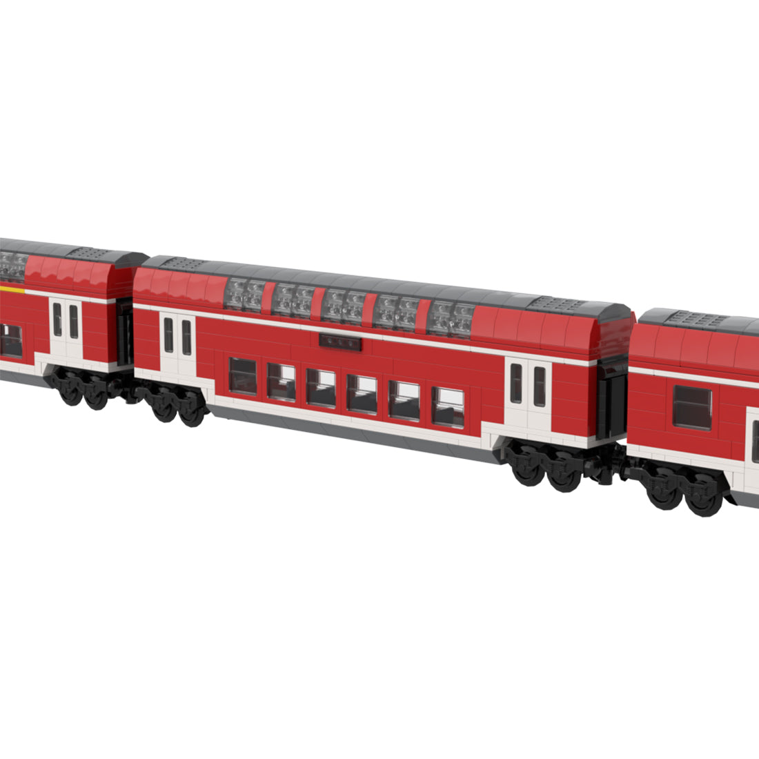 City Rail Transit Building Blocks, European Classic Double-Decker Train Model, Micro Scale Railway Display Construction Set (470PCS/Red/Second Class Carriage) - cubertime