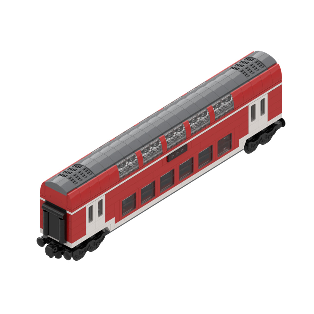 City Rail Transit Building Blocks, European Classic Double-Decker Train Model, Micro Scale Railway Display Construction Set (470PCS/Red/Second Class Carriage) - cubertime