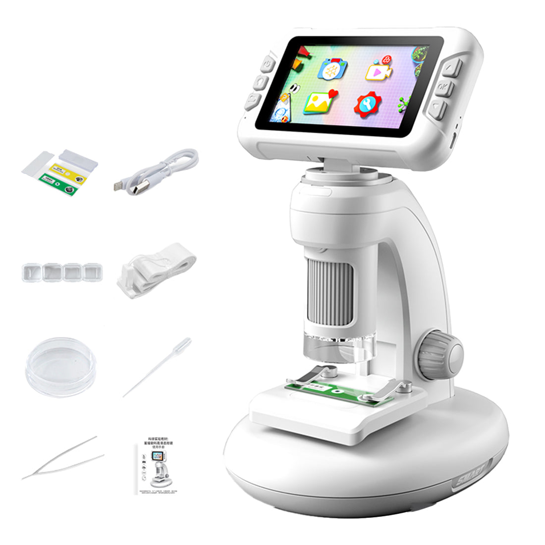 DIY Assembly Digital Microscope, STEM Science Microscope for Nature Exploration (Blue/Green/Gray/Purple)