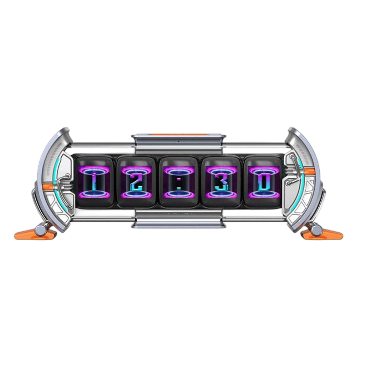Times Gate Pixel Art Info Display Futuristic NIXIE Tube Style Clock(Glowing Silver)