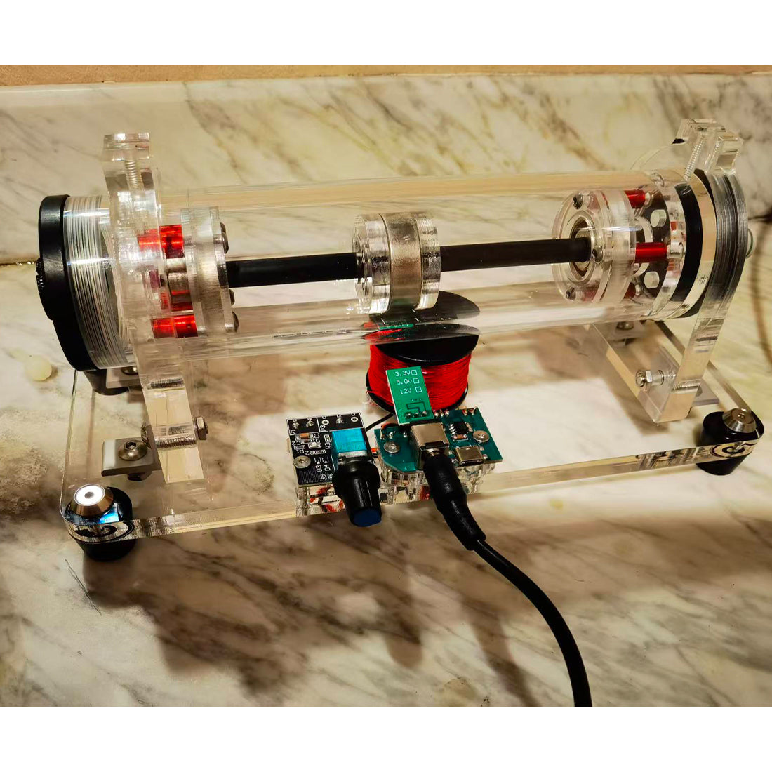 High-Speed Vacuum Motor Demonstration Device,5V-24V Adjustable DC Drive, Up to 20,000-50,000 RPM, Hall Brushless Motor, Interactive Physics Experiment Model, STEM Science Experiment Desktop Display - cubertime