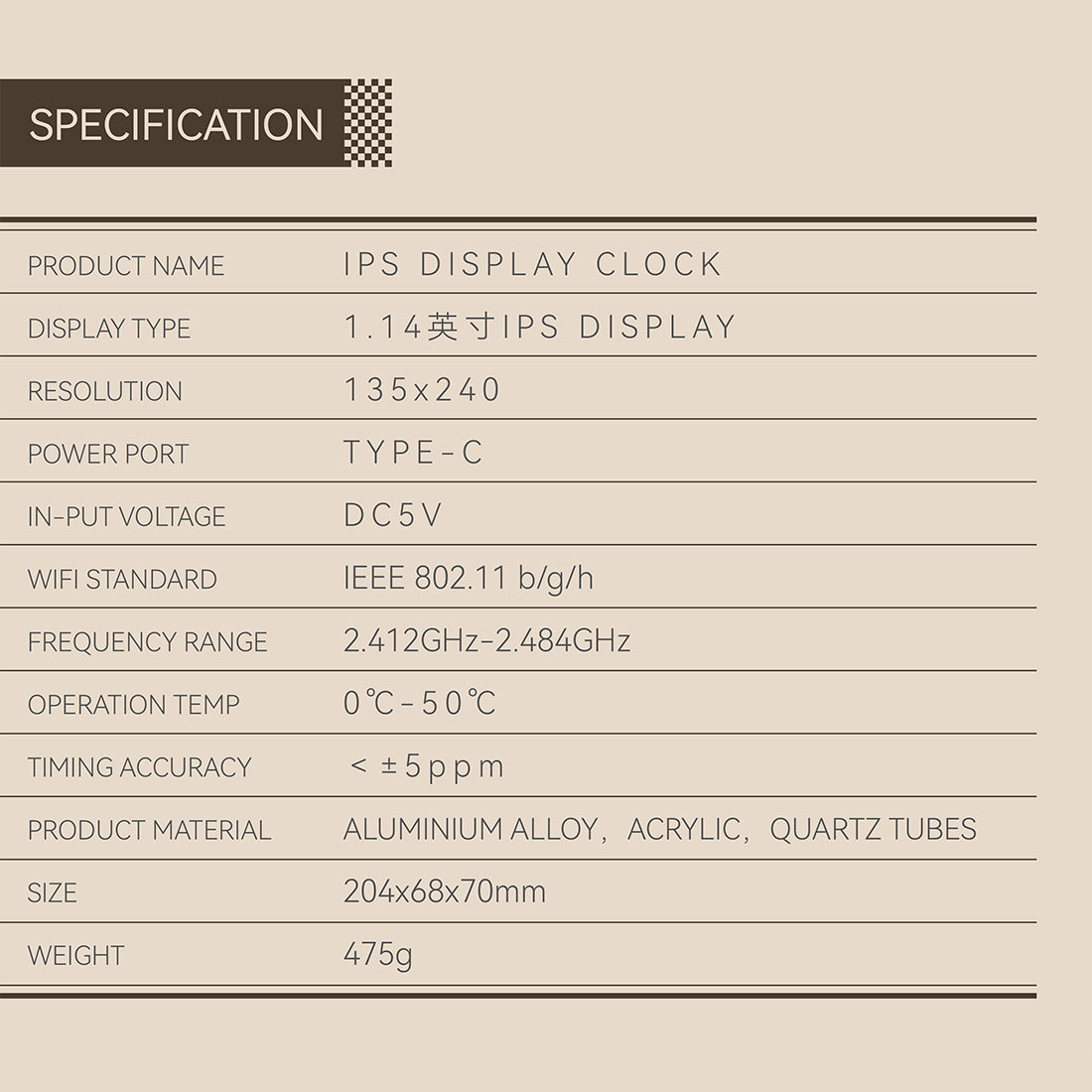 IPS Color Screen Digital Clock, Nixie Tube Style Desk Ambient Light with Wireless Time Sync, Alarm Clock, Weather Display, APP Control and Aluminum Alloy Base (US Plug/EU Plug) - CUBERTIME