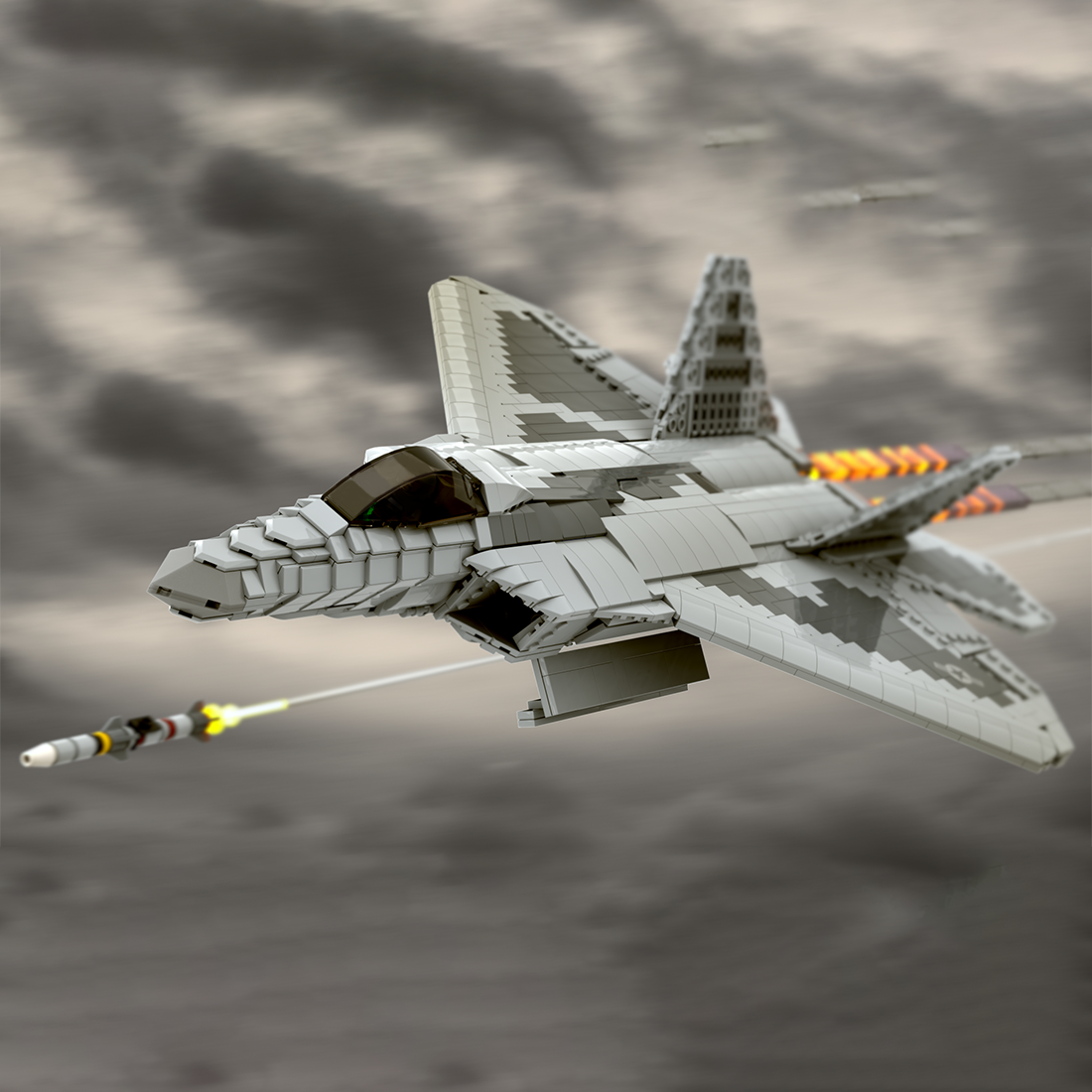 MOC-105520 1/35 Scale F-22 Fighter Building Blocks Set - cubertime