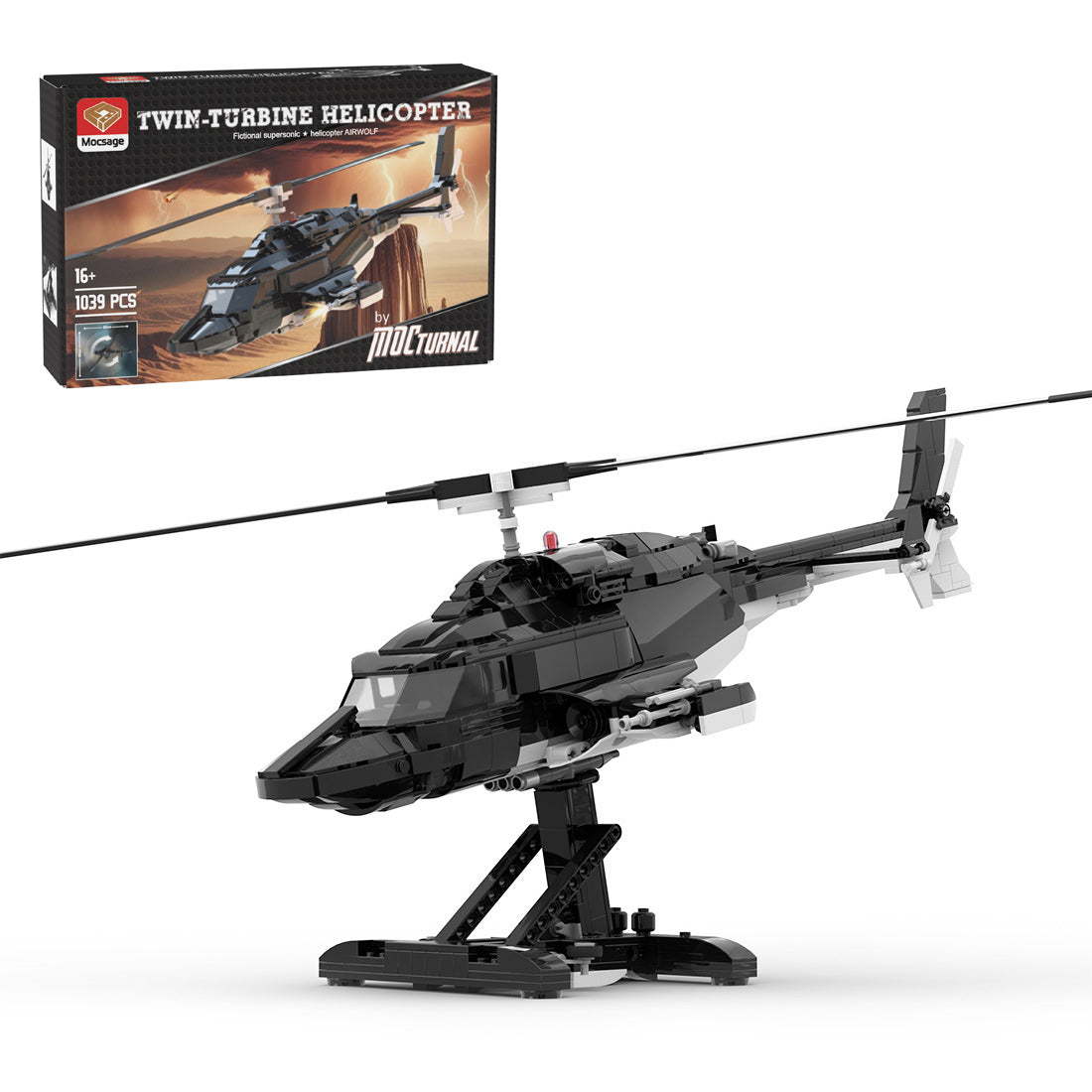 MOC-149250 Bell-222 Airwolf Helicopter Building Blocks (1039PCS)