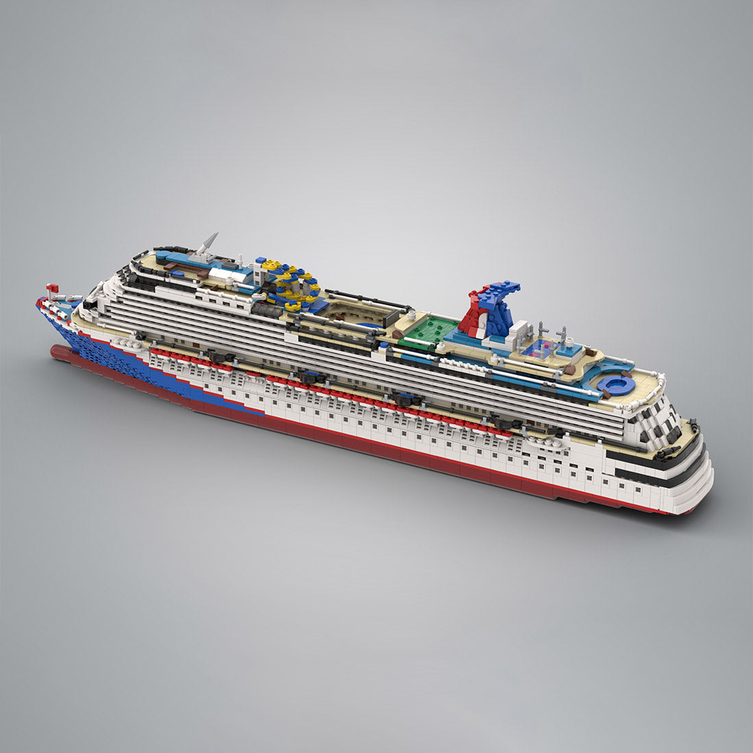 MOC-174910 1:400 Scale Carnival Dream Cruise Ship Building Blocks Set (Dark Blue/4235PCS) - cubertime