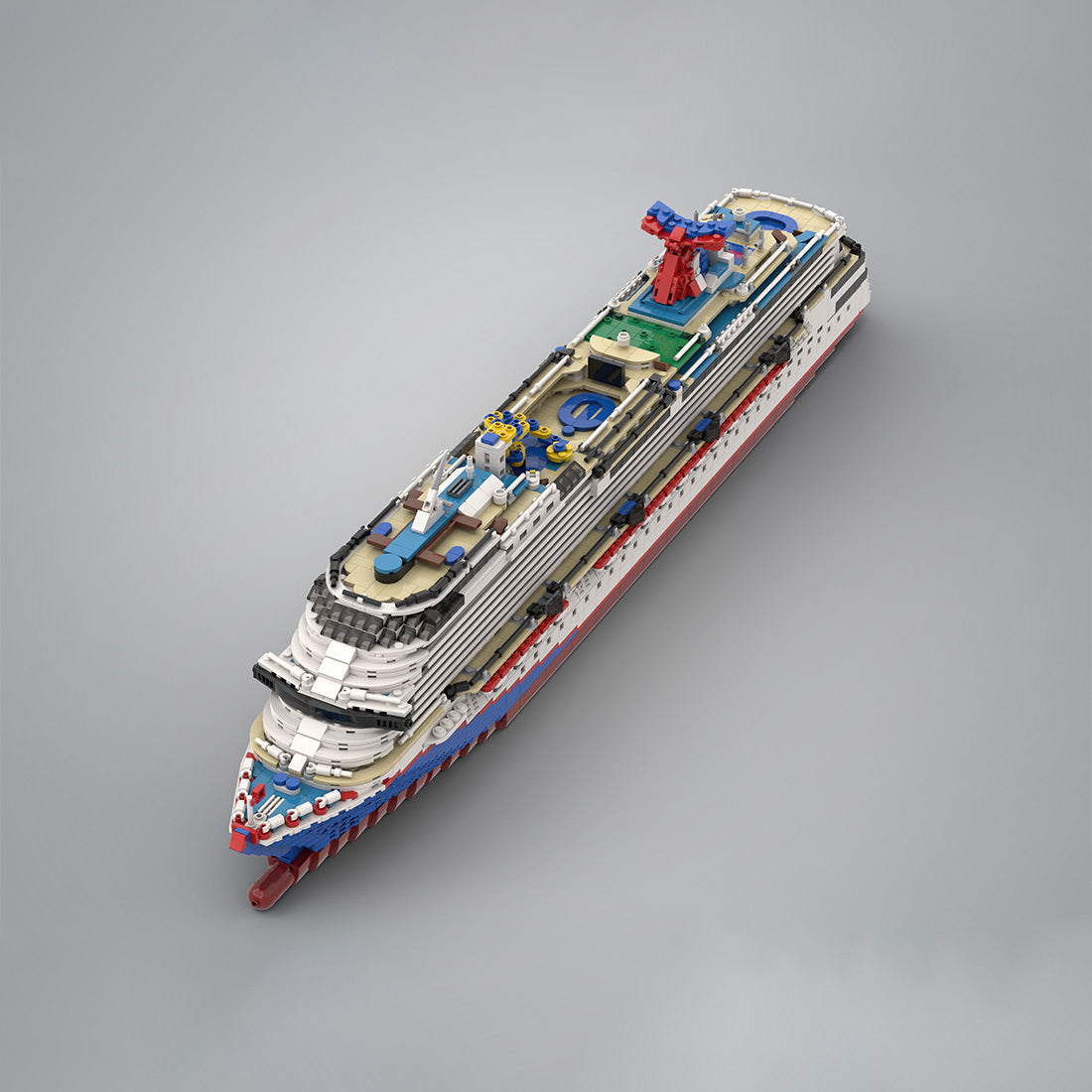 MOC-174910 1:400 Scale Carnival Dream Cruise Ship Building Blocks Set (Dark Blue/4235PCS) - cubertime