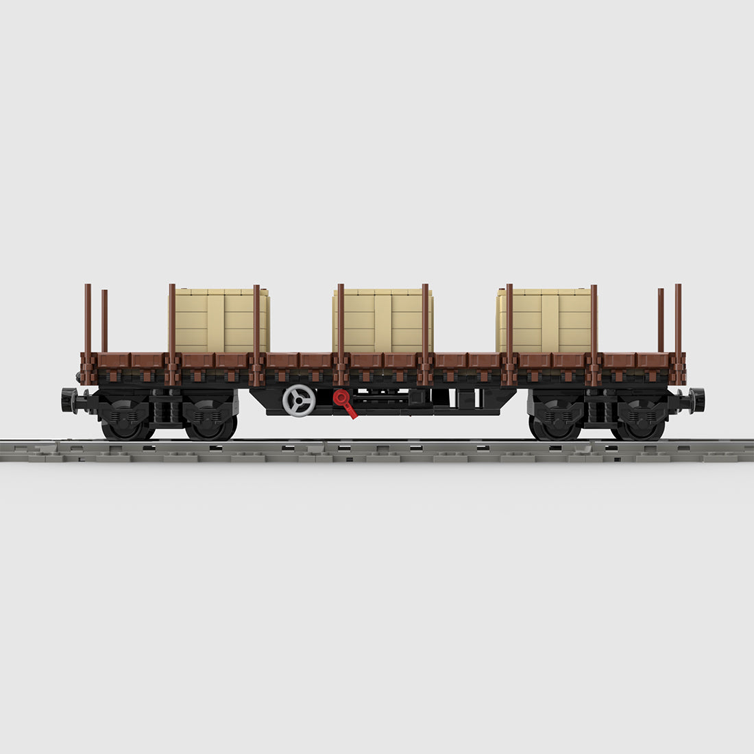 MOC-219158 City Train Series Classic Flatbed Freight Car Building Blocks Set (702 PCS) - cubertime