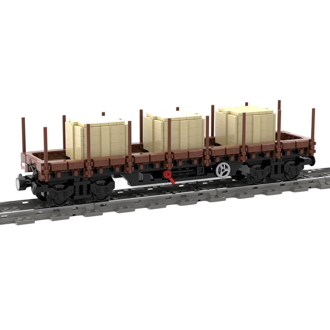 MOC-219158 City Train Series Classic Flatbed Freight Car Building Blocks Set (702 PCS) - cubertime