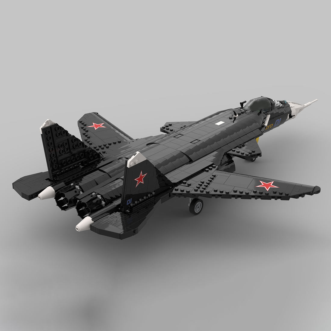 MOC-222886 1/35 Scale Military Su-47 Berkut Combat Fighter Building Blocks Set(1968PCS) - cubertime
