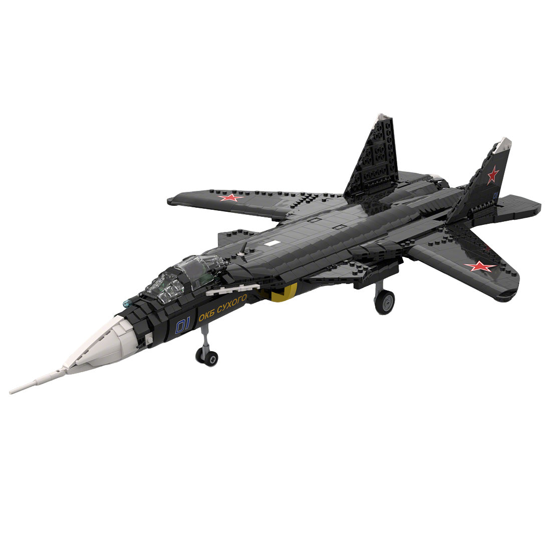 MOC-222886 1/35 Scale Military Su-47 Berkut Combat Fighter Building Blocks Set(1968PCS) - cubertime