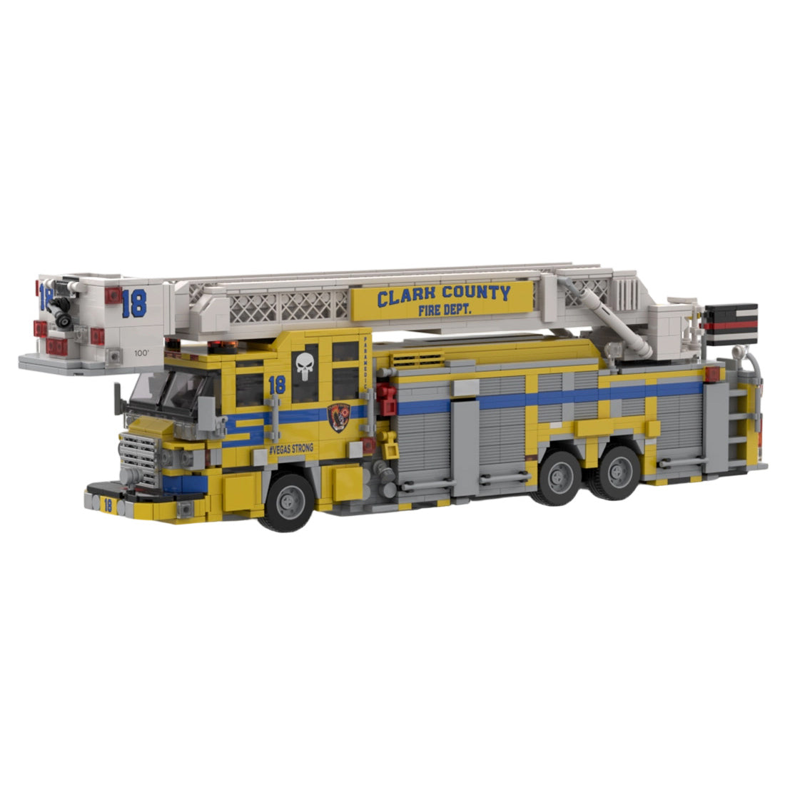 MOC-252194 Aerial Ladder Fire Truck Building Blocks Set, Urban Emergency Vehicle Model with Extendable Ladder, Equipment Compartments and Realistic Firefighting Details(1783PCS) - CUBERTIME