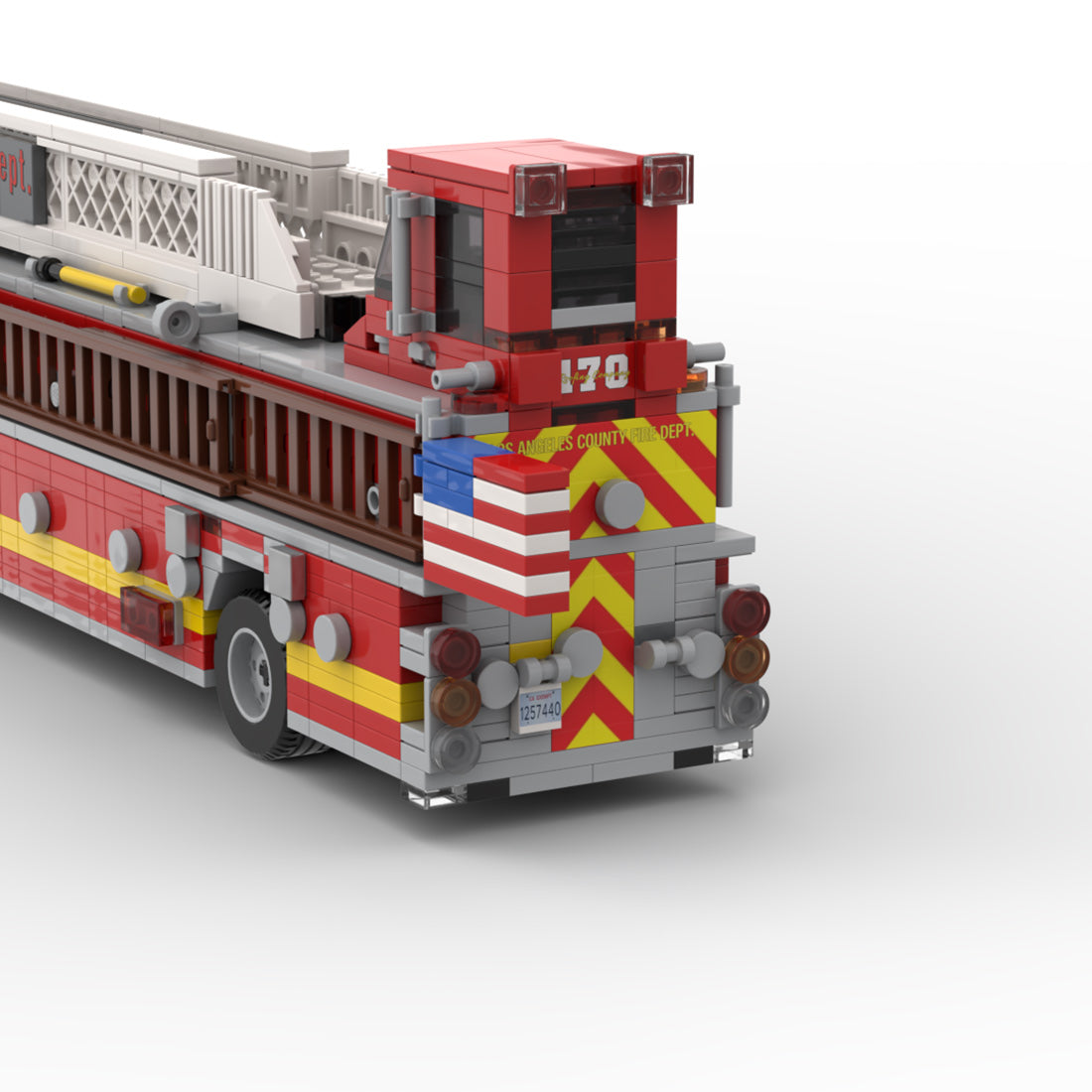 MOC-256302 Aerial Ladder Fire Truck Building Blocks Set, City Emergency Vehicle Model Kit with Extendable Ladder and Realistic Firefighting Details(1752PCS) - cubertime