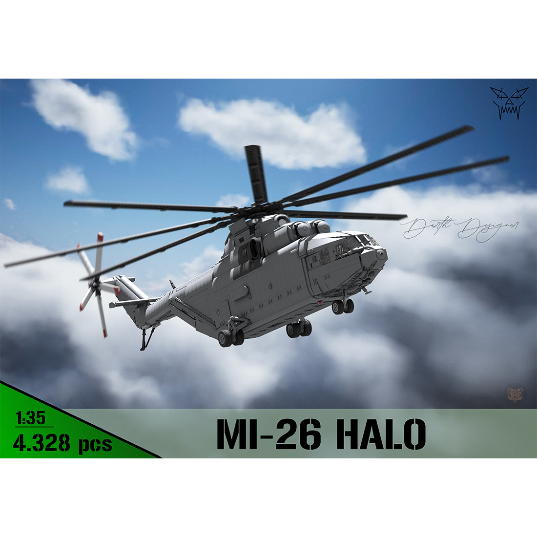 MOC-259238 1/35 Scale Soviet Mi-26 Heavy Transport Helicopter Building Block Set(4328PCS/Dynamic Version) - cubertime