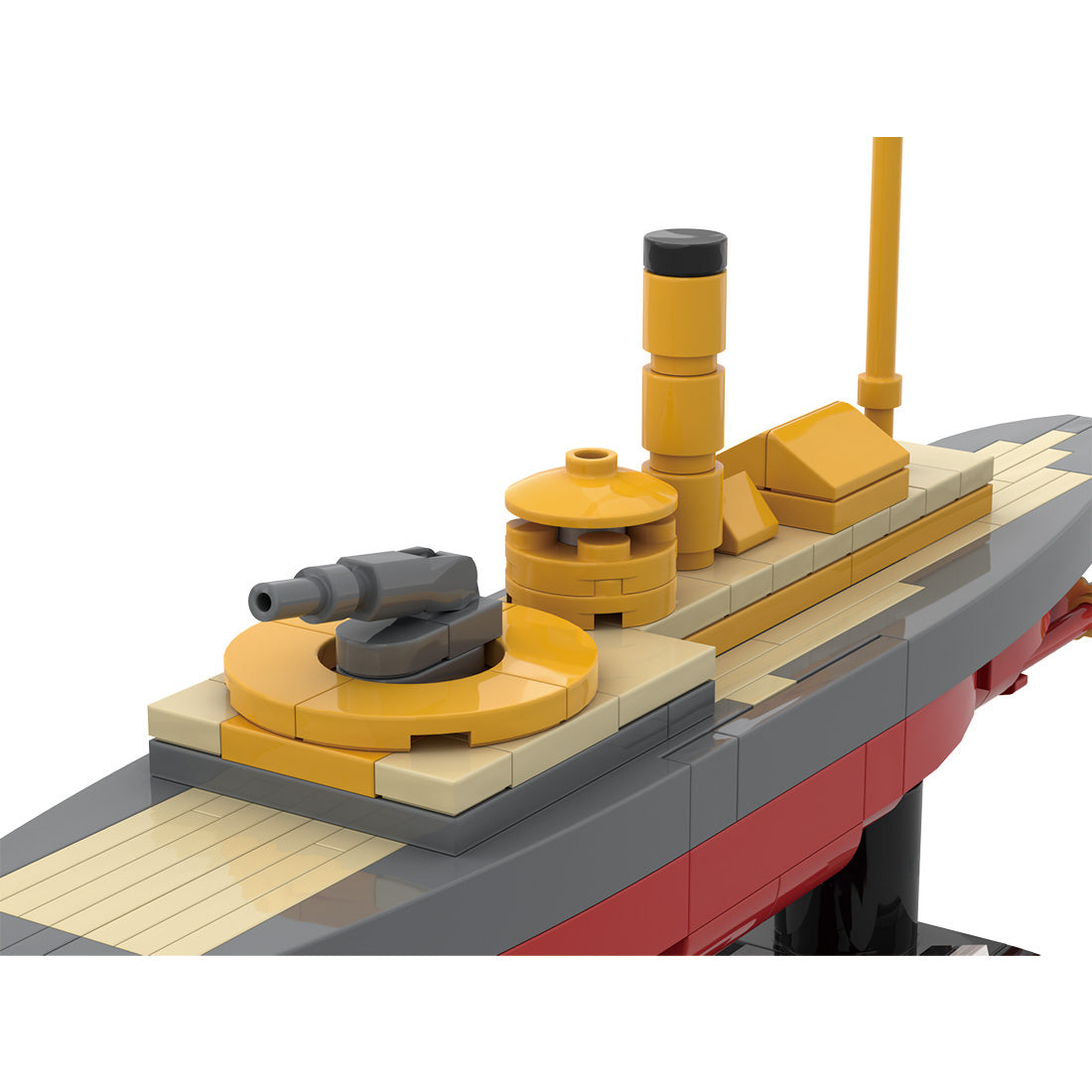 MOC 1/300 Scale SMS Wespe Armored Warship Building Blocks Model, Military Series Historic Coastal Defense Ironclad Brick Ship Display Set (289PCS) - CUBERTIME