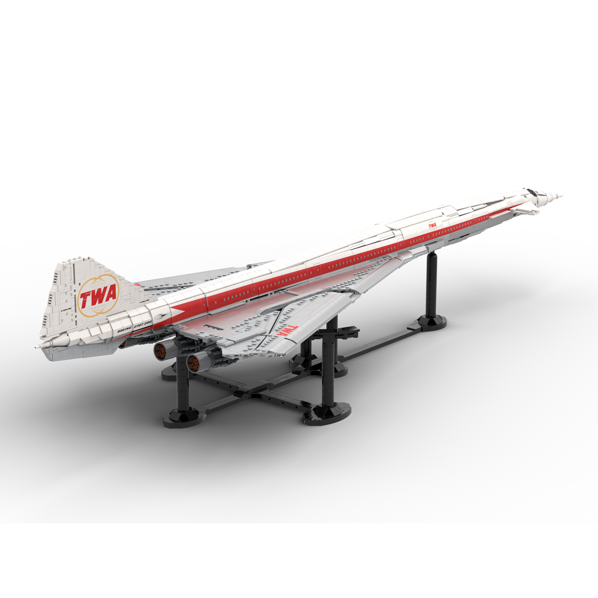 MOC 1/80 Scale B2707-200TWA American Supersonic Passenger Aircraft Building Block Set(4034PCS) - cubertime