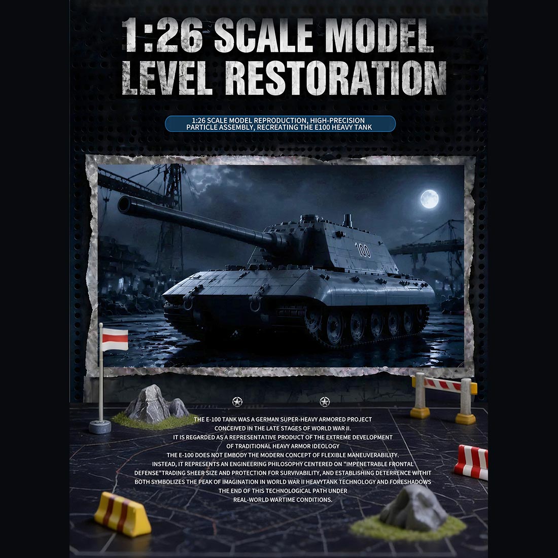 1:26 scale model tank restoration poster with tank image and text - cubertime