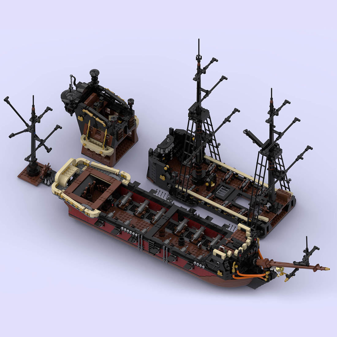 MOC Queen Anne's Revenge Medieval Pirate Ghost Ship Building Blocks Set (3008PCS) - cubertime