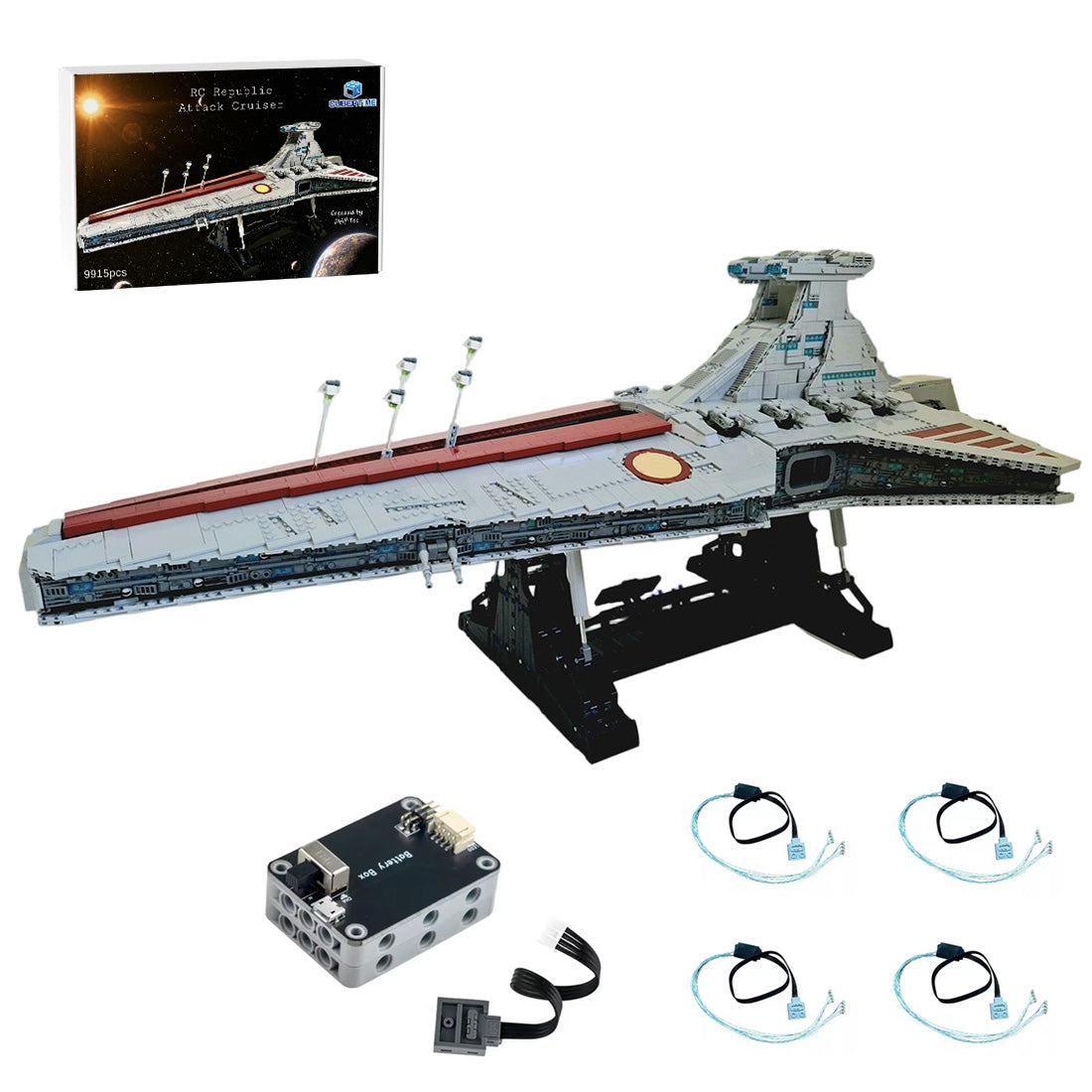 MOC RC Venator-class Republic Attack Cruiser Galactic Model Building block set(9915PCS) - cubertime