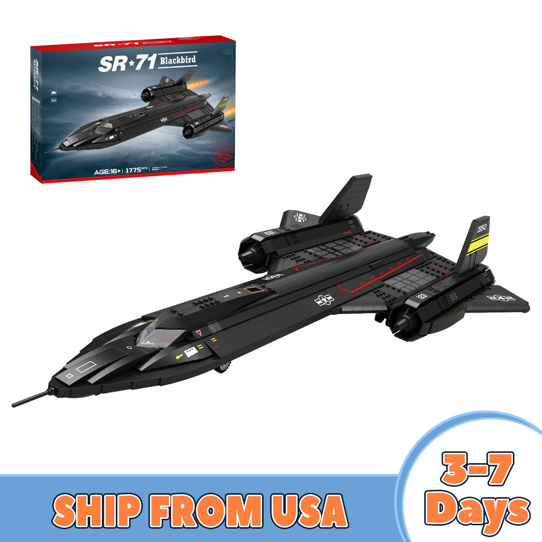 MOC SR71 Blackbird Tactical Aircraft Module Building Blocks Set (1733PCS) - cubertime