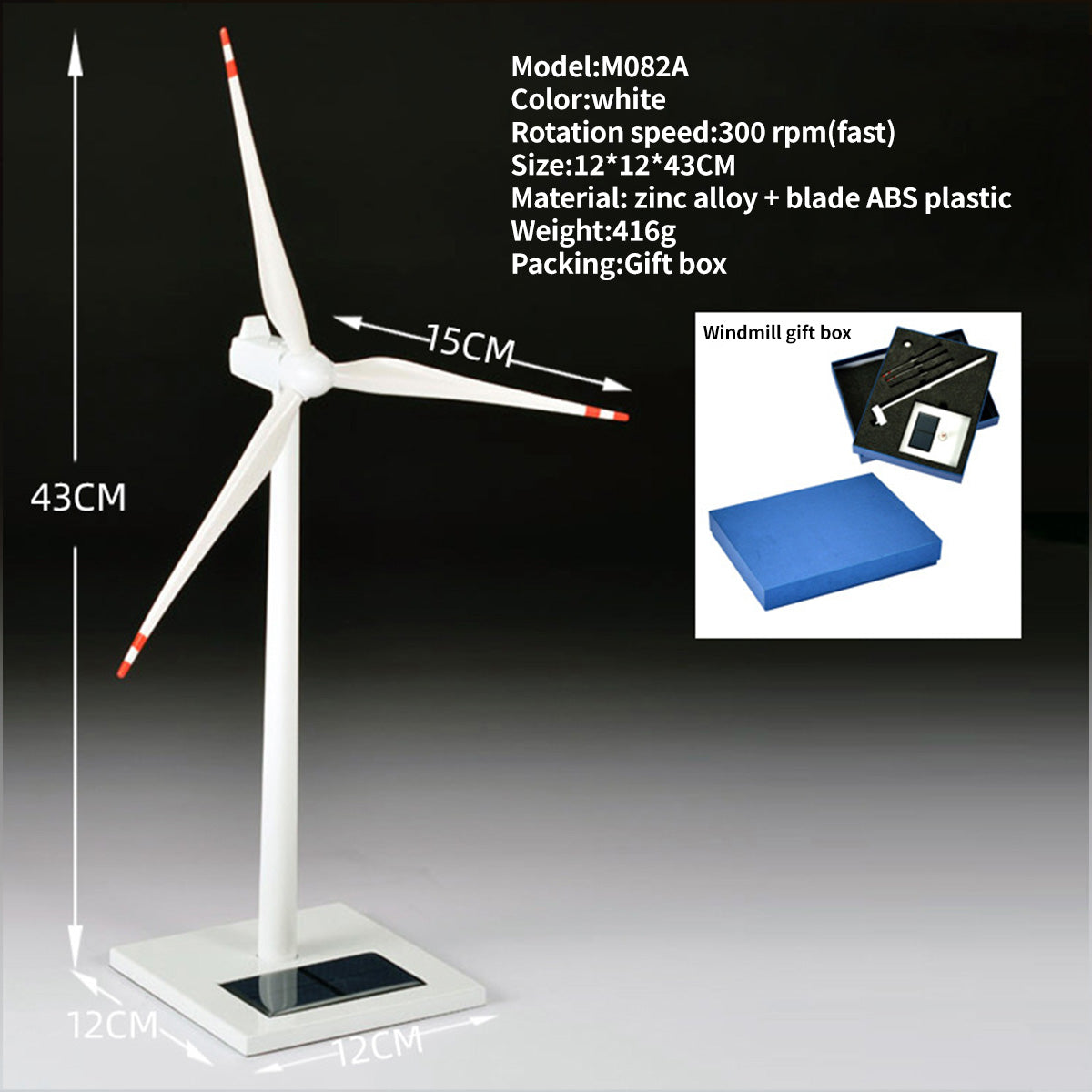 Metal Solar Windmill Model (White with 300 RPM Rotation Speed/Silver with 8-10 RPM Rotation Speed) - cubertime