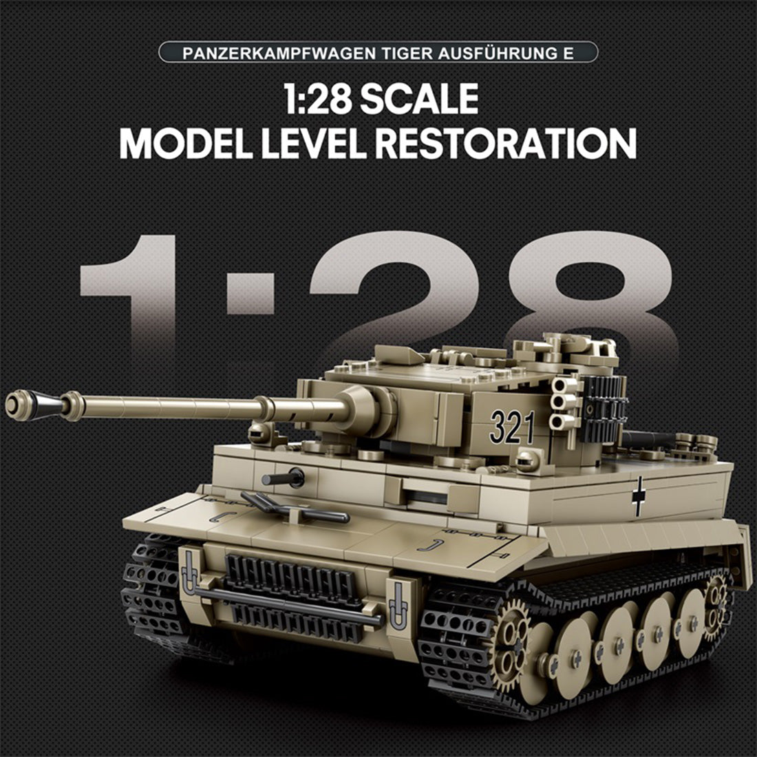 MOC 1/28 Scale German Tank Military MOC DIY Assembly Toy Building Blocks Set (1138PCS) - cubertime