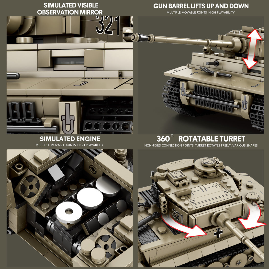 MOC 1/28 Scale German Tank Military MOC DIY Assembly Toy Building Blocks Set (1138PCS) - cubertime