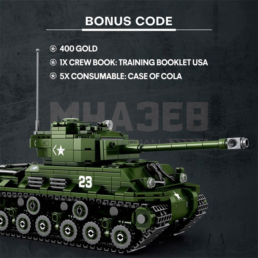 MOC 1/30 Scale M4A3E8 Tank Model MOC Building Blocks Set(836PCS) - cubertime