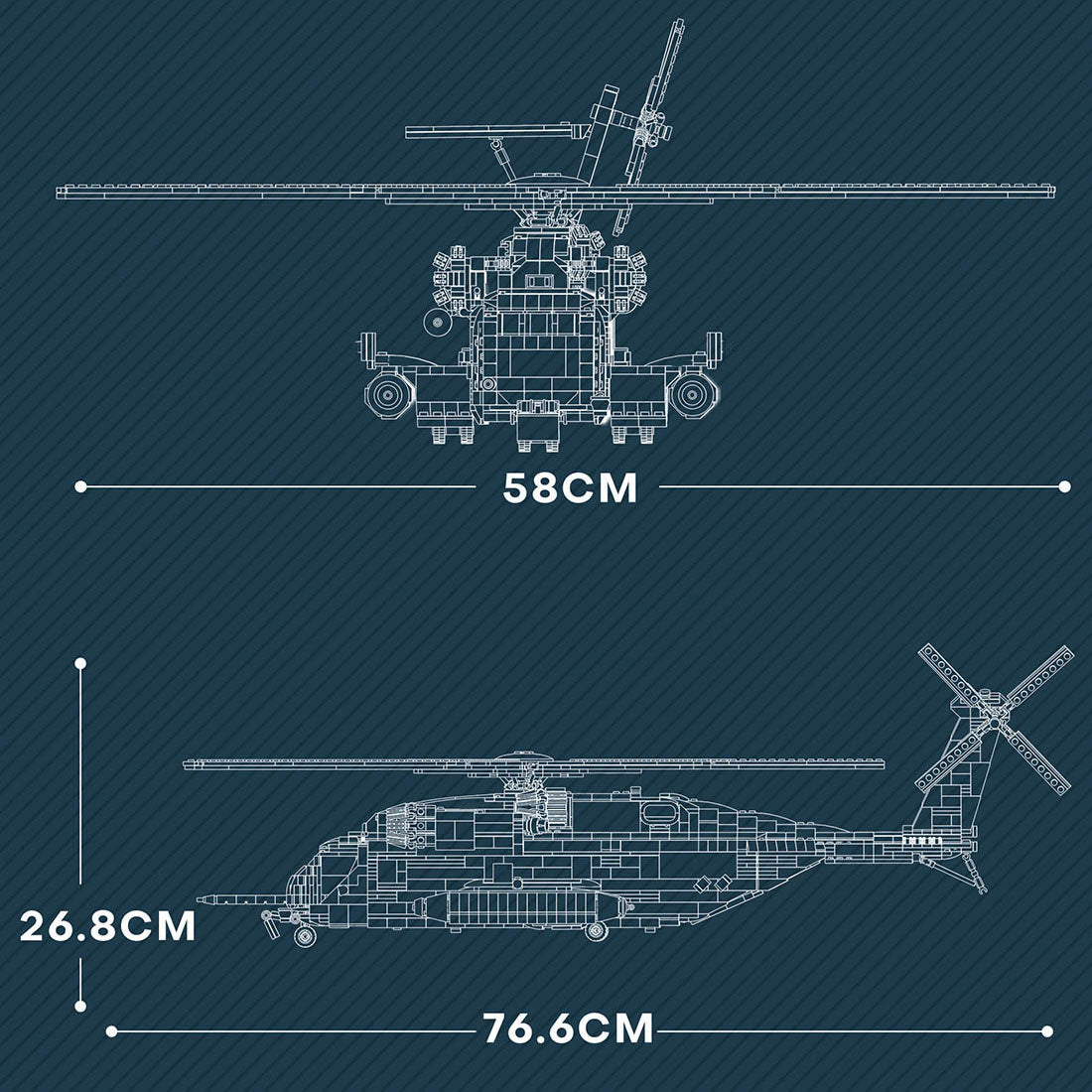 MOC-127265 1/35 Scale CH-53E Super Stallion Modern Military-themed Small Particles Building Blocks Set (2193PCS) - cubertime