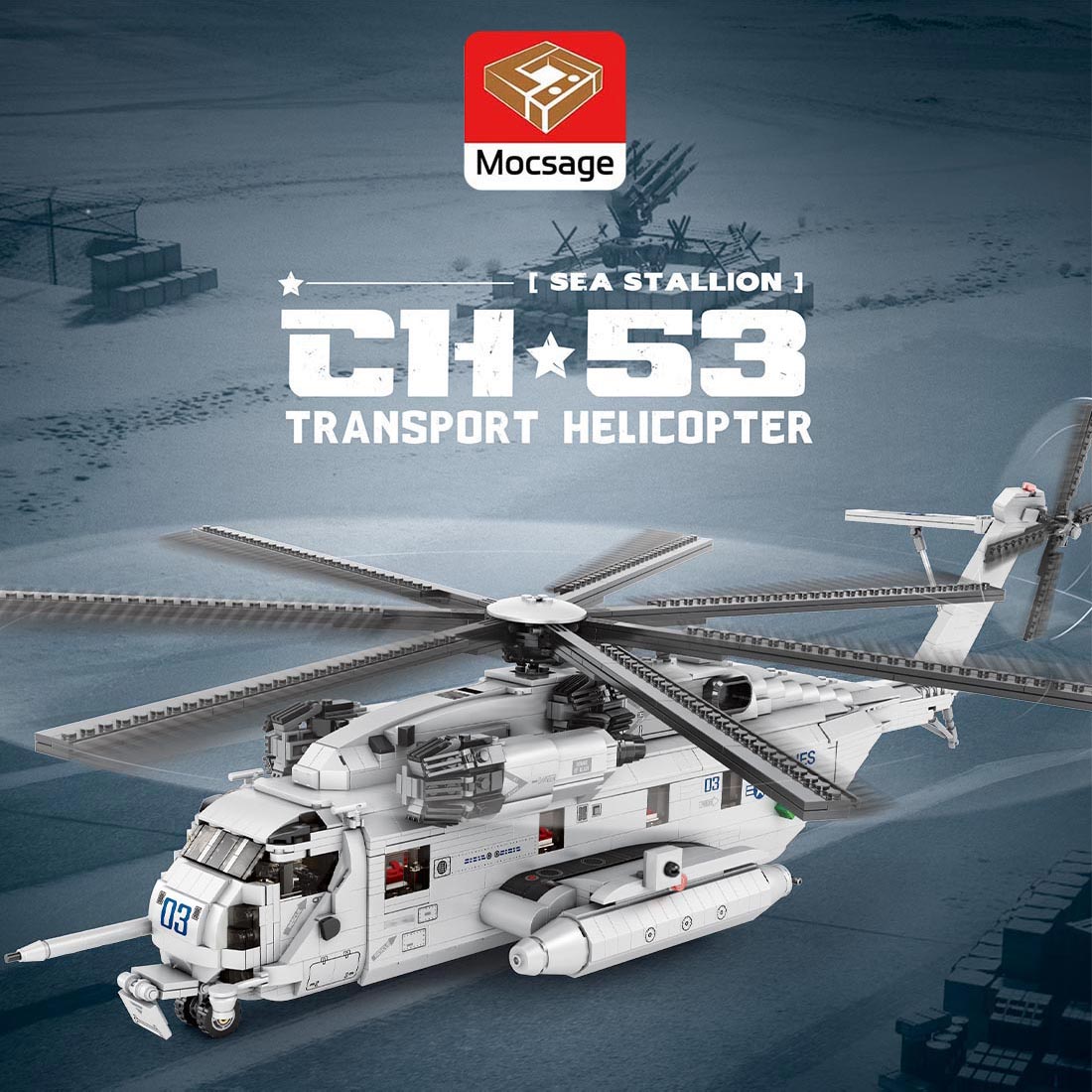 MOC-127265 1/35 Scale CH-53E Super Stallion Modern Military-themed Small Particles Building Blocks Set (2193PCS) - cubertime