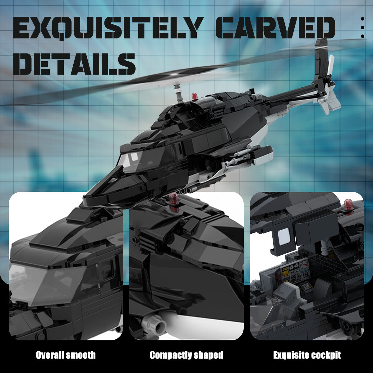 Mocsage MOC-149250 Helicopter Model Assembly Toy Building Blocks Set Creative Ornament - cubertime