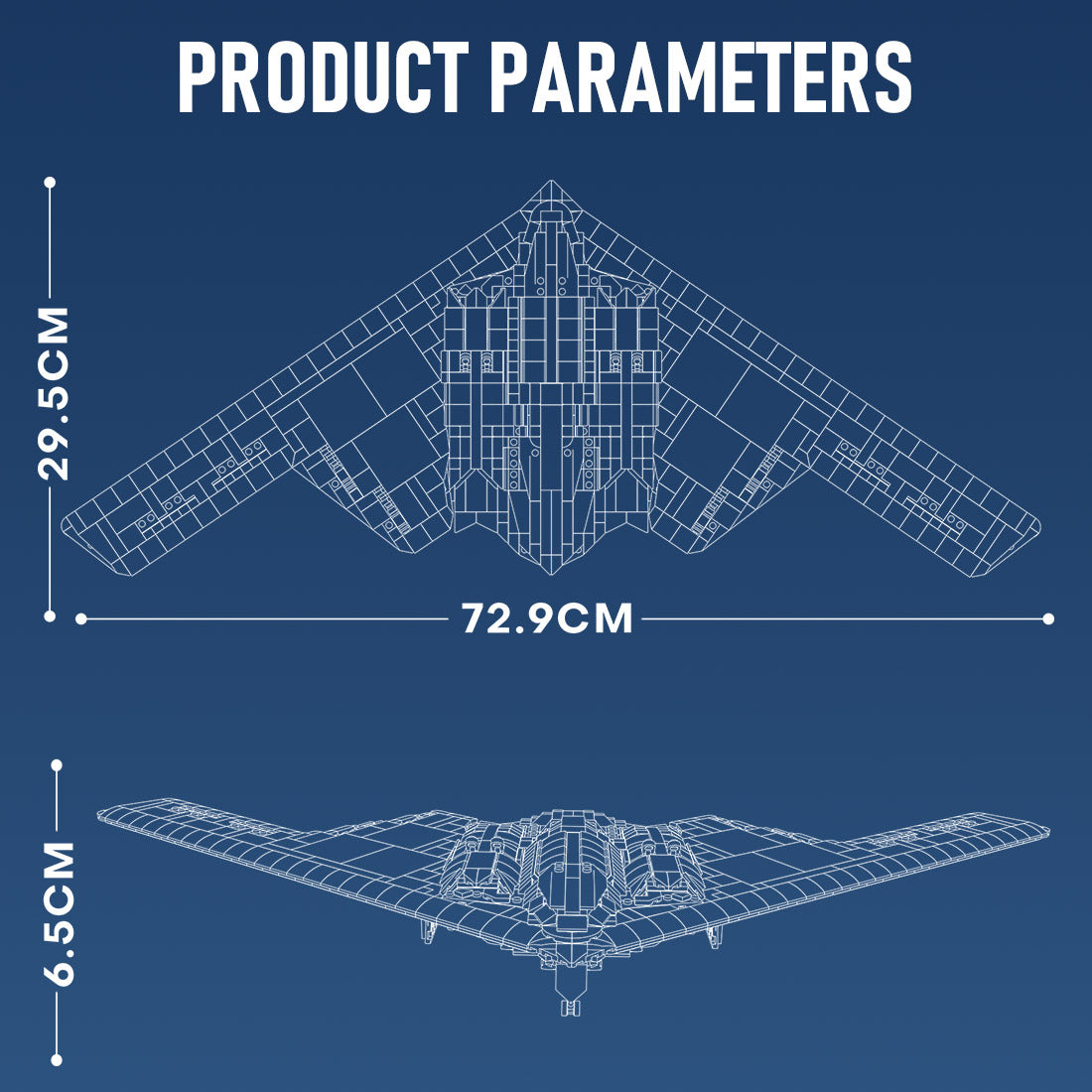 Mocsage MOC-166363 B2 Spirit 1/70 Scale Flying-Wing Ultra-High-Speed Intercontinental Stealth Strategic Bomber Model Building Blocks Set (1977PCS) - cubertime