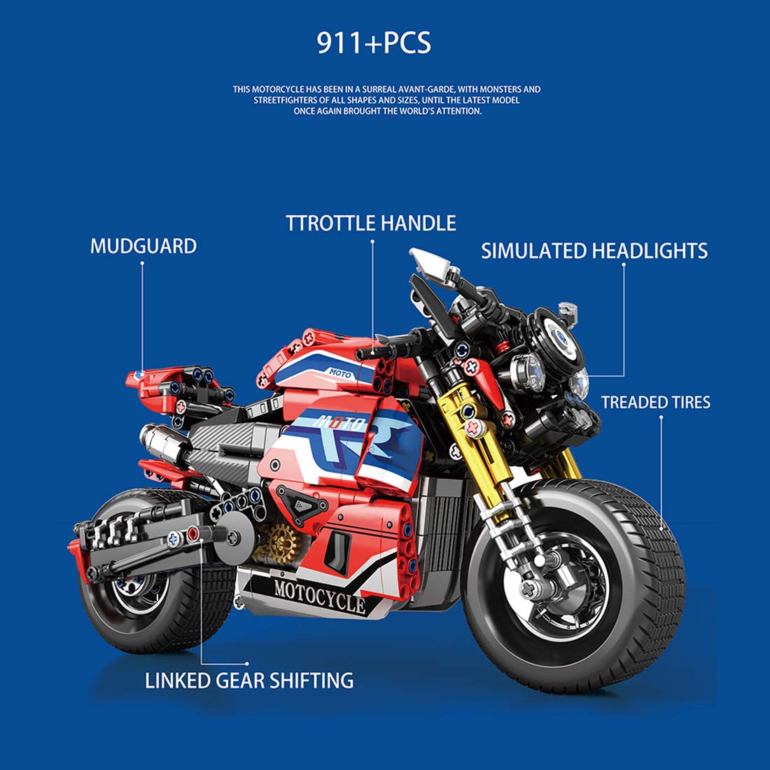 MOC Retro Street Motorcycle Model Assembly Toy Building Blocks (943PCS)