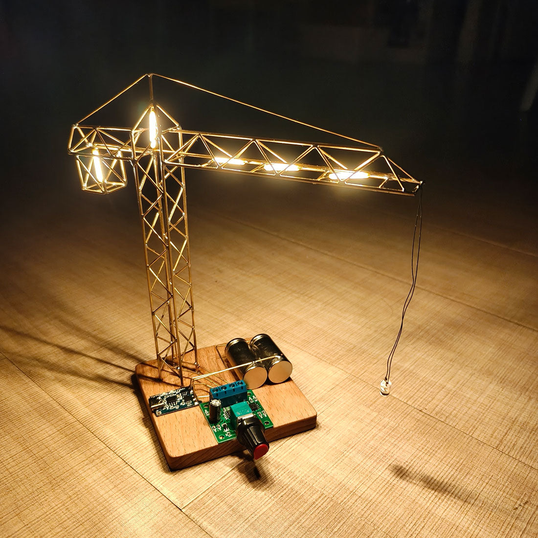STEM DIY Metal Wire Sculpture Tower Crane Night Light Kit – No-Bend, No-Solder Circuit Building, LED Lamp Shade Included - cubertime