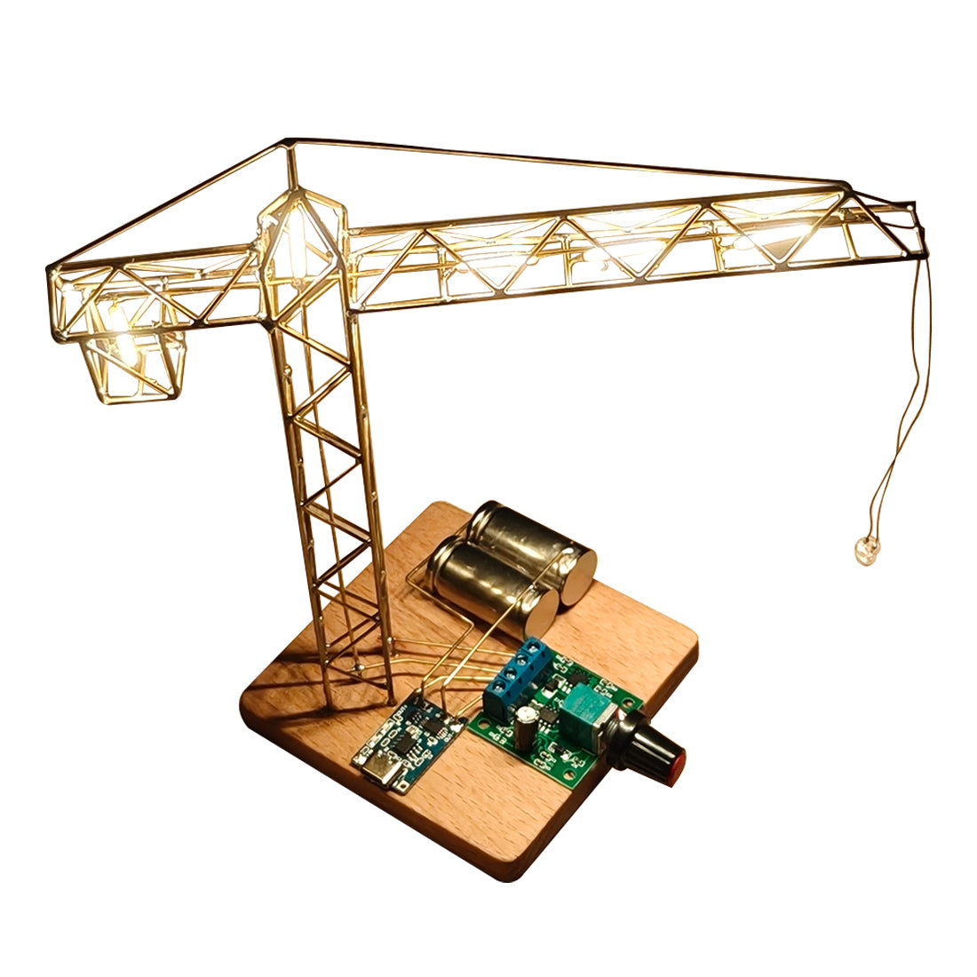 STEM DIY Metal Wire Sculpture Tower Crane Night Light Kit – No-Bend, No-Solder Circuit Building, LED Lamp Shade Included - cubertime