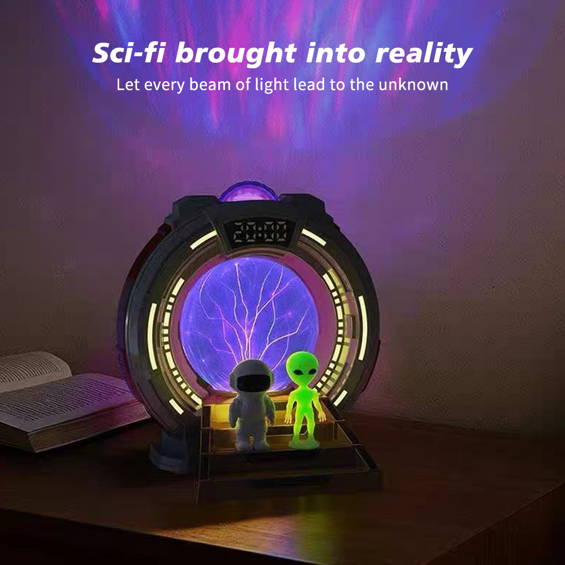 Sci-Fi Warp Gate Portal Plasma Globe Projection Lamp with LED Clock