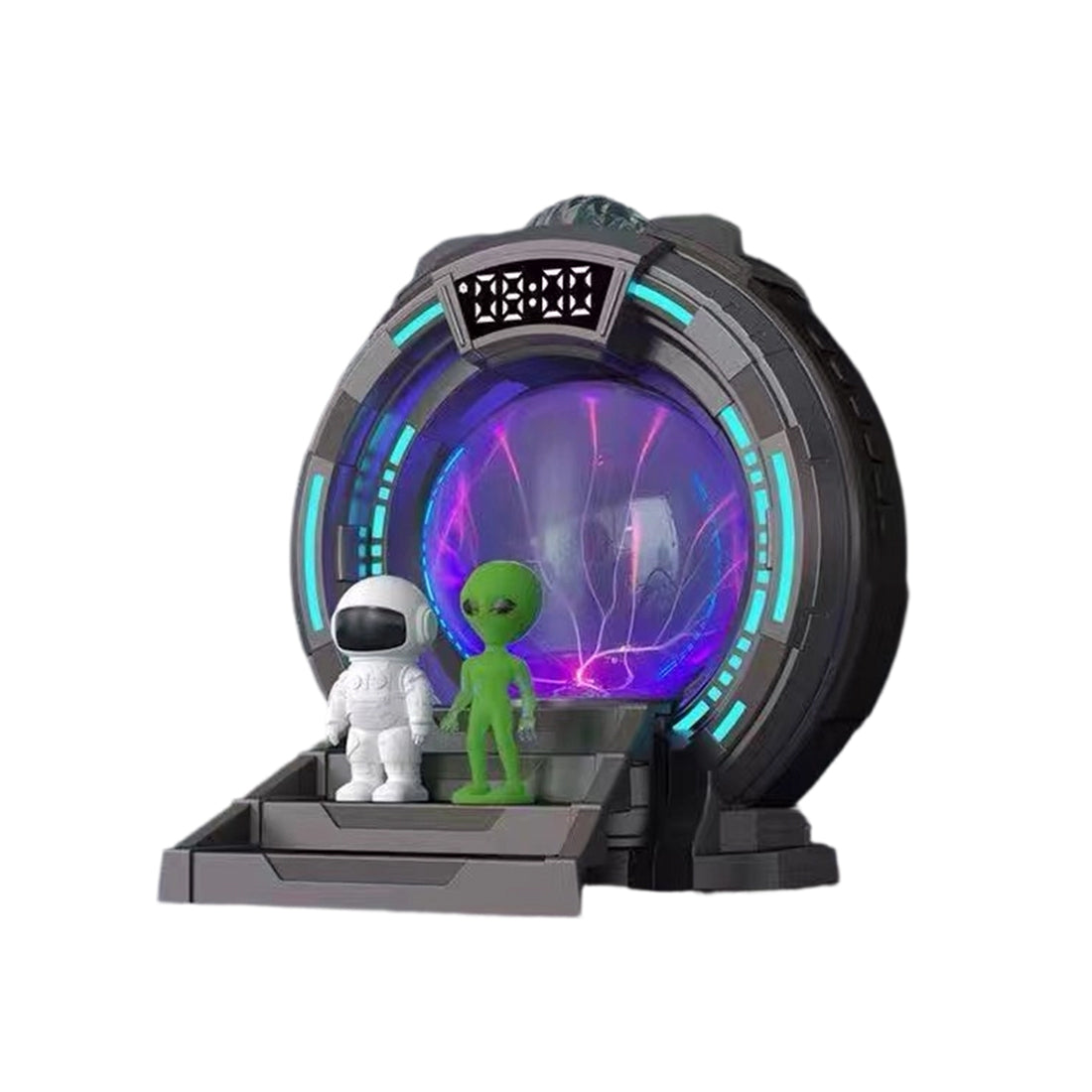 Sci-Fi Warp Gate Portal Plasma Globe Projection Lamp with LED Clock