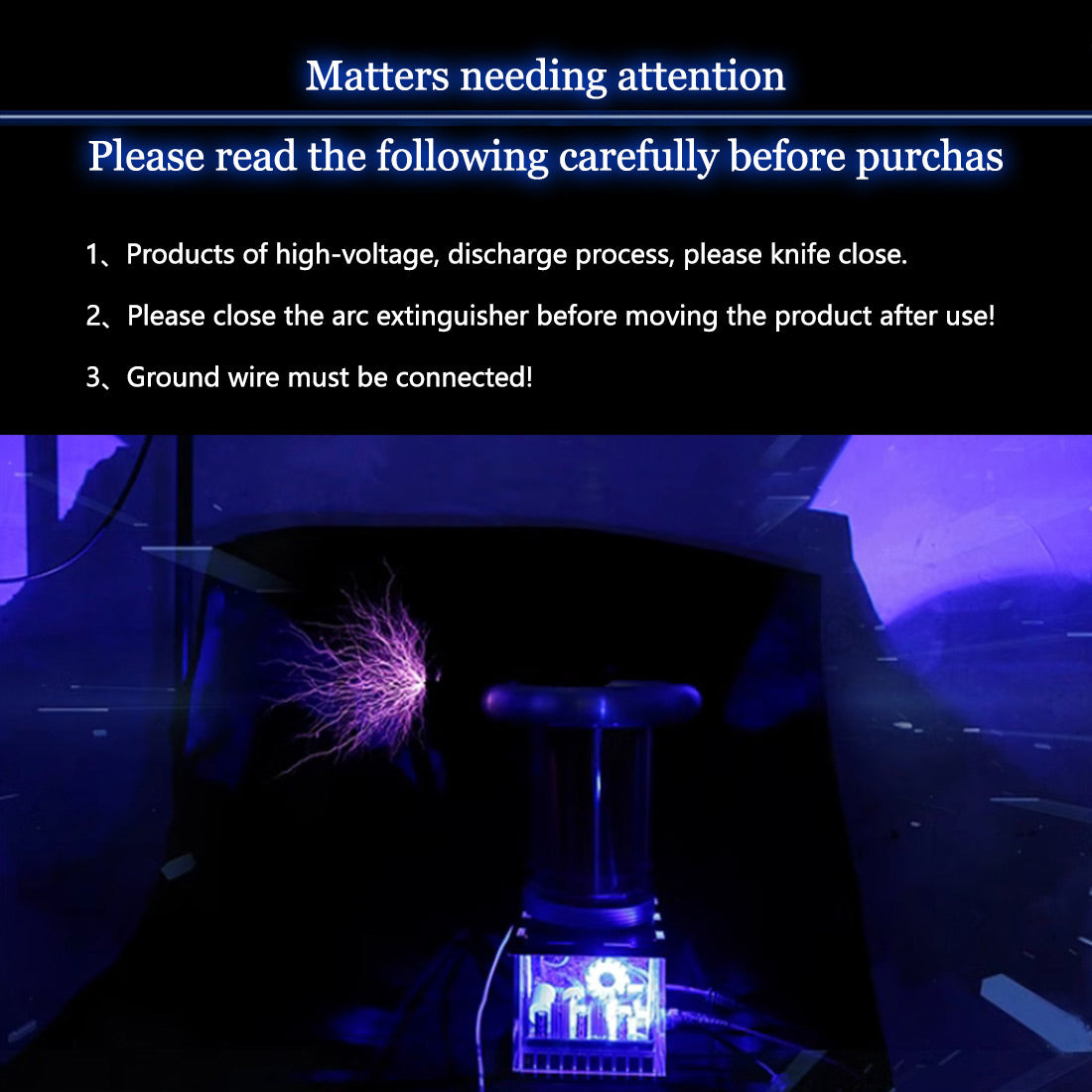 Solid State Tesla Coil Artificial Lightning Arc Plasma Music Loudspeaker with US-Plug - cubertime