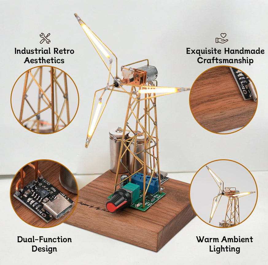 Vintage Industrial Style Windmill Lamp Metal Wire DIY Sculpture Kit - cubertime