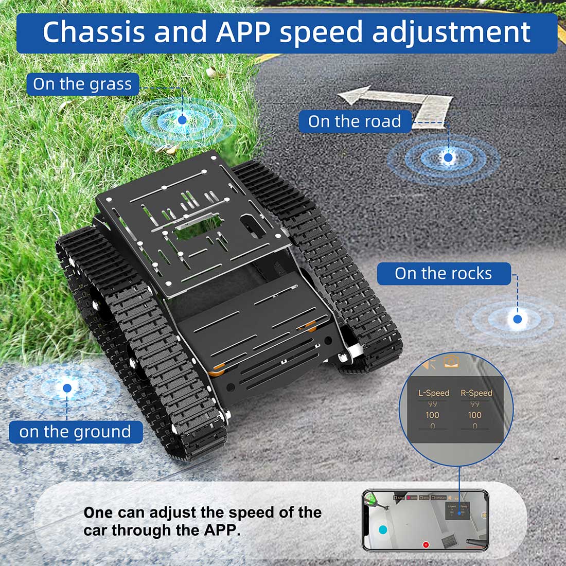 WiFi Video Tracked Robotic Car with Arduino-MEGA2560-Compatible Control Board (A1 Claw Configuration) - CUBERTIME